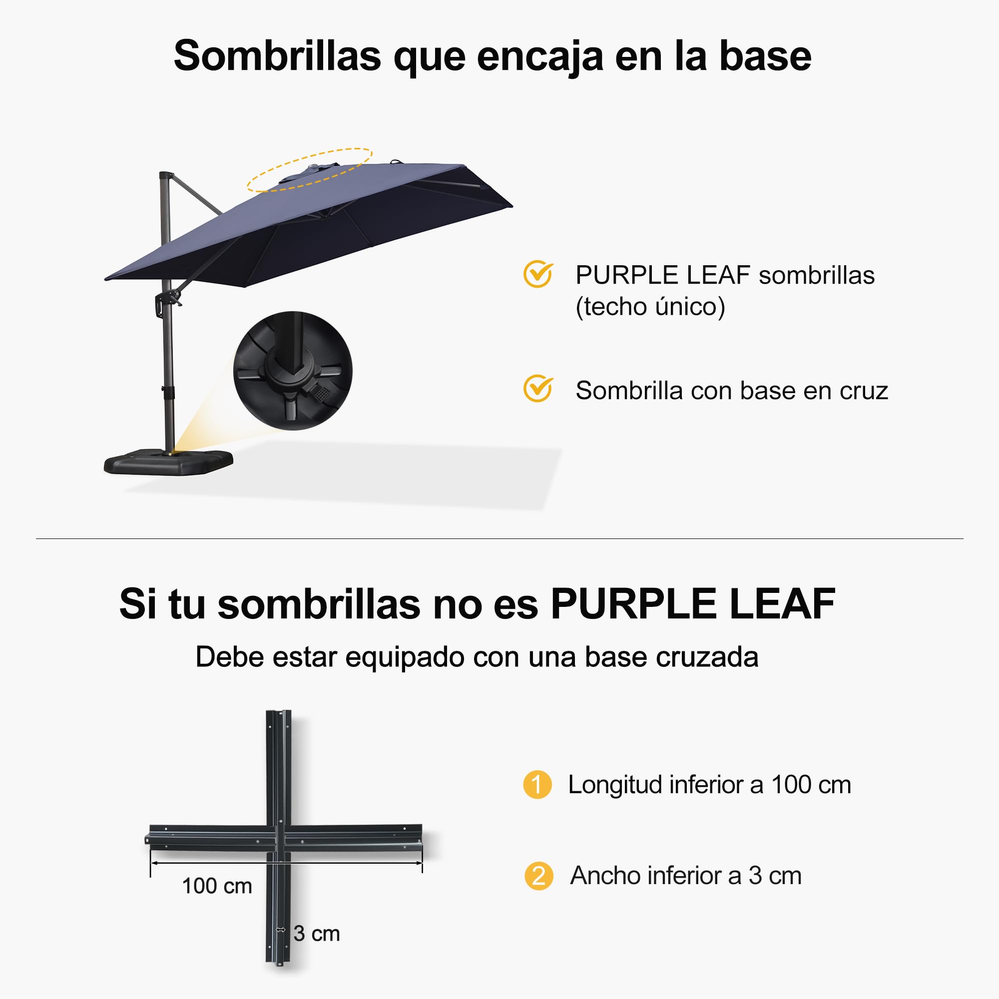 PURPLE LEAF Base Sombrilla 100 KG, Soporte Parasol 91 x 90 x 16,5 cm, para Llenar con Agua o Arena, Estable y Sólida, para Jardin Patio Terraza, Negro