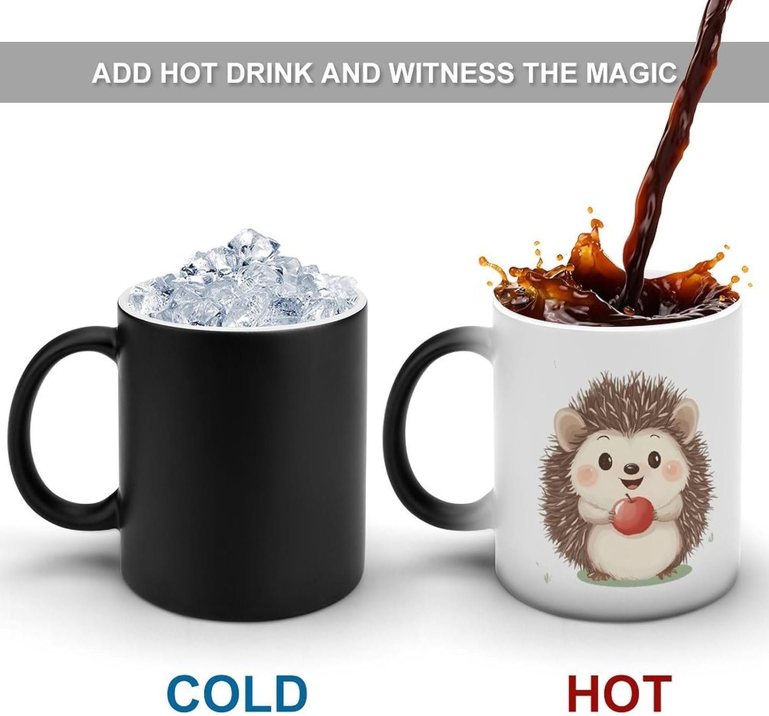 Cute Hedgehog Funny Color Changing Coffee Mug Ceramic Magic Cup Personalized Discoloration Tea Mugs