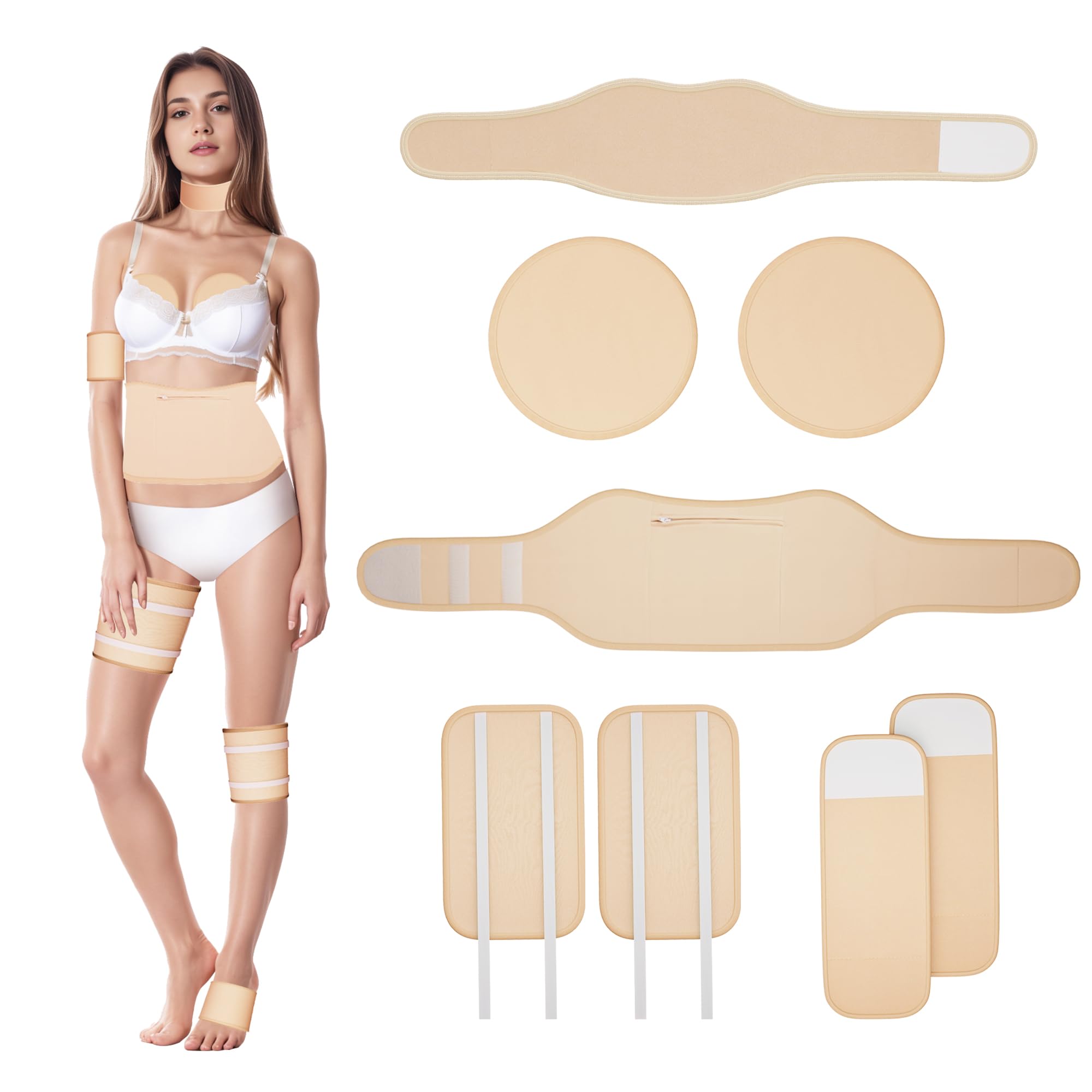 Castor Oil Pack Wrap Organic Cotton,8 Pcs Reusable Organic Castor Oil Packs kit for Neck Breasts Waist Thigh Arms Foot,Castor Oil Not Included