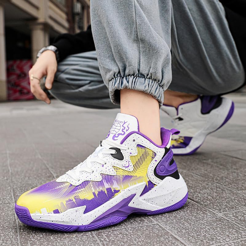 Basketball Shoes for Boys and Kids, Walking Running Shoes Breathable Comfortable Boys Sneakers for Little and Big Kids