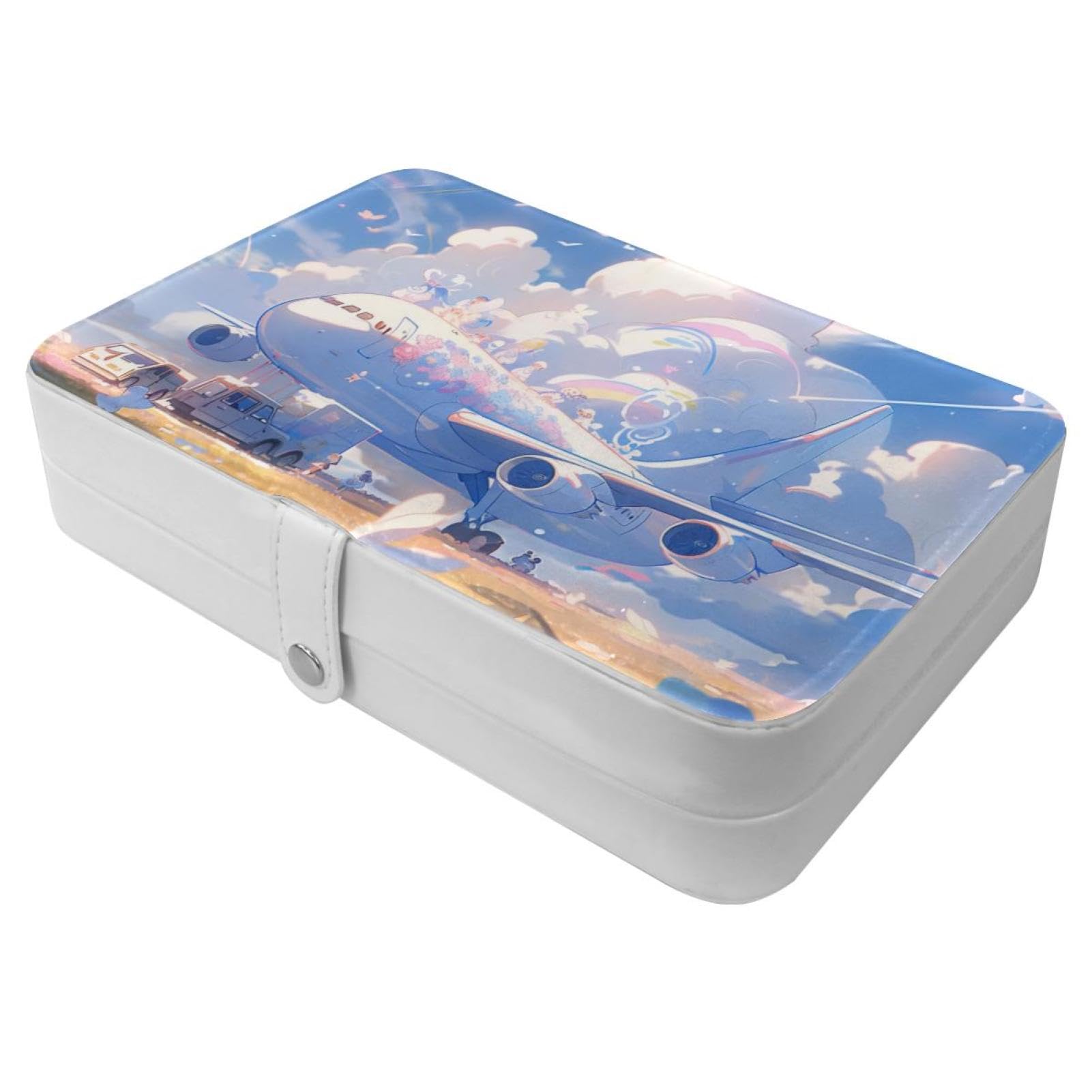 Étui rangement bijoux voyage avion bleu, cadeau parfait pour fille et femme