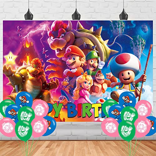 Mario Movie 2023 Backdrop Birthday Banner For Mario Movie 2023 Birthday Party Supplies Mario Movie 2023 Photograph Background Photo Booth 5X3Ft #TOP11