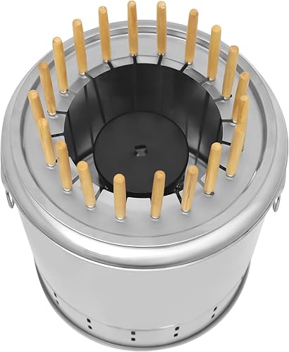 Miniatura 4 de Barbacoa portátil sin humo, parrilla de barril de carbón envolvente de acero inoxidable con 20 pinchos y barbacoa 2 en 1 diseño para pícnics,