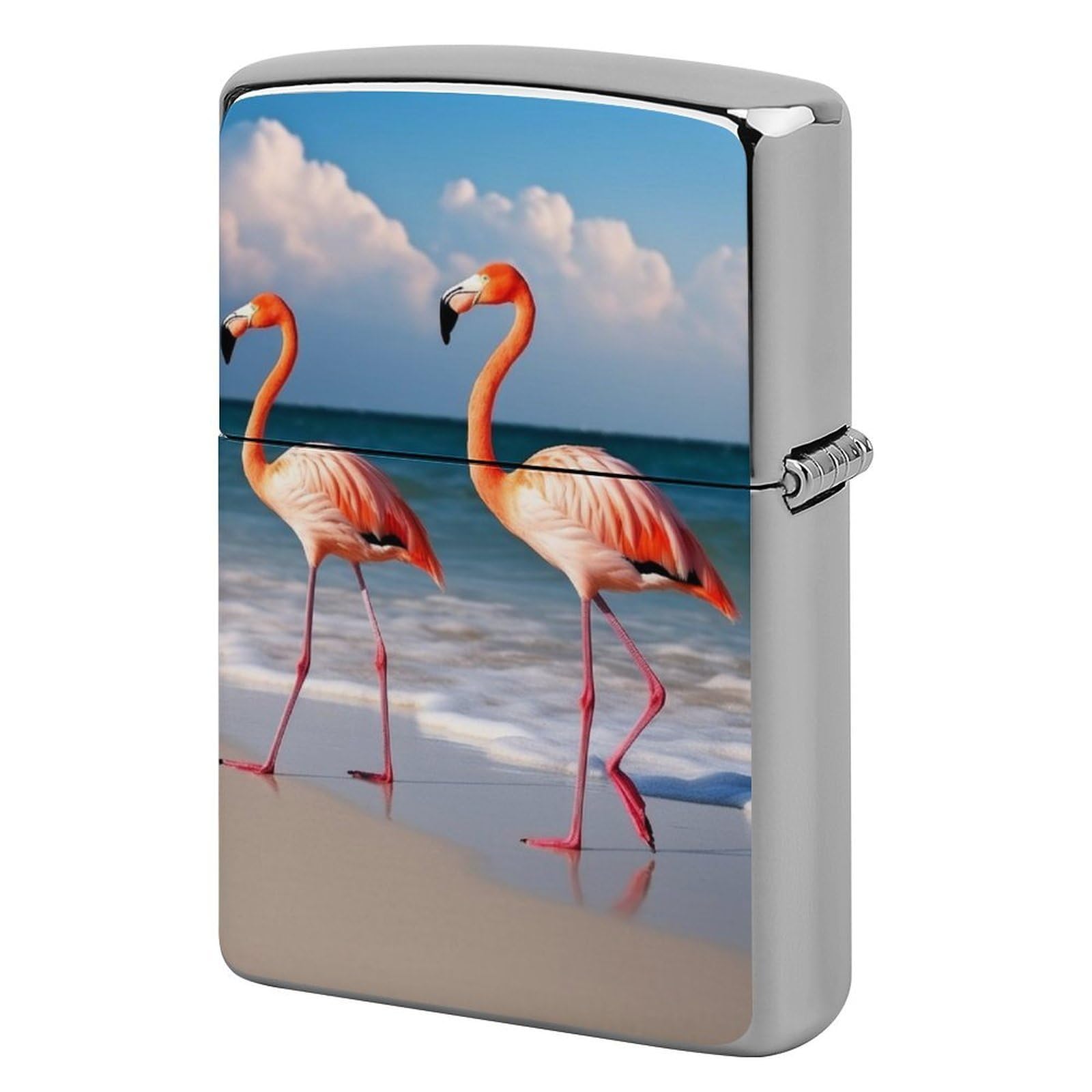 Flamingo On The Beach Lighter Case for Men, Personalized Lighter Cover for Valentine's Day Gifts, Flip-Top Lighters Shell for Outdoor, Portable Lighters Protective Sleeve