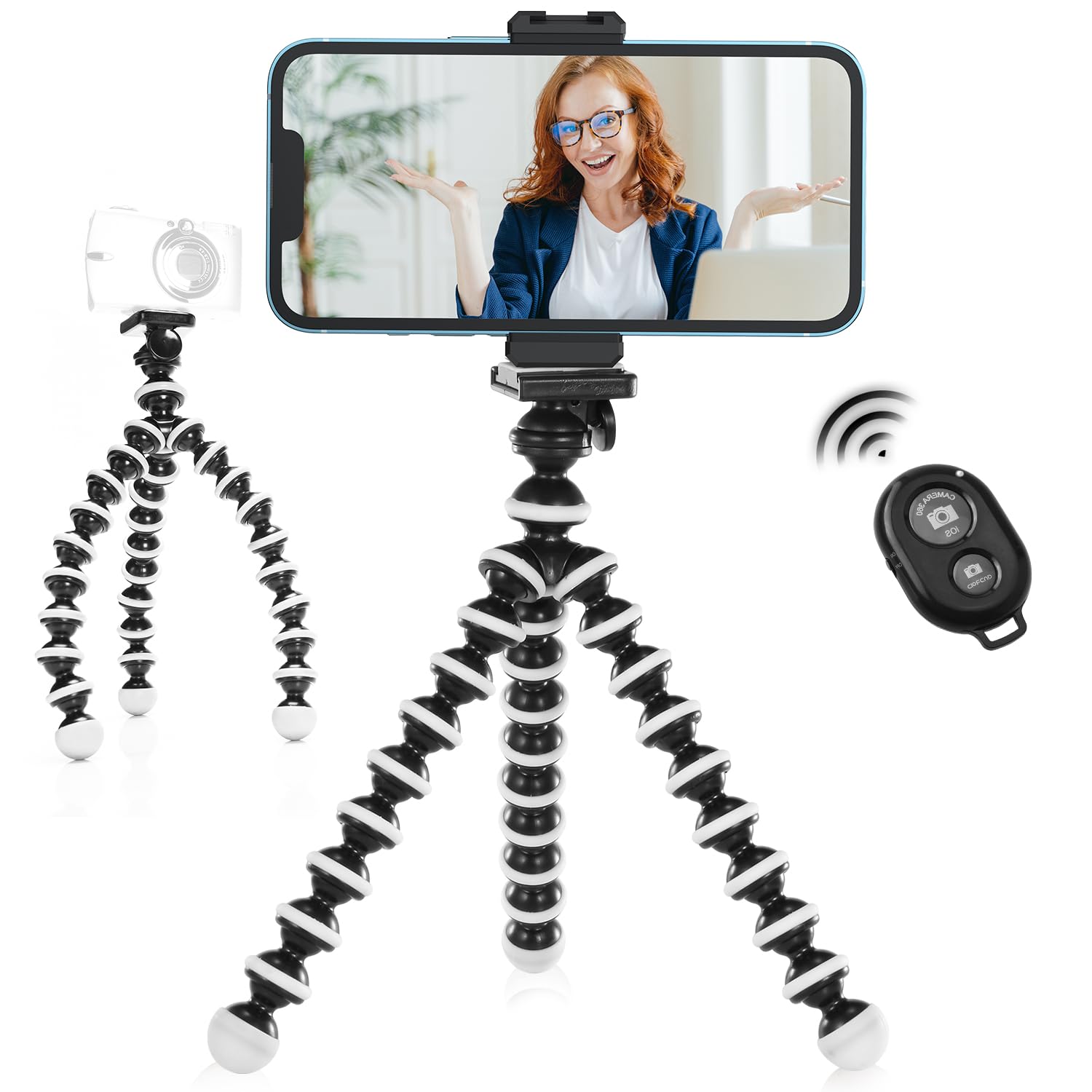 Octopus Treppiede Flessibile Per Fotocamera E Smartphone Con Telecomando Bluetooth, Supporto Universale Per Video E Selfie