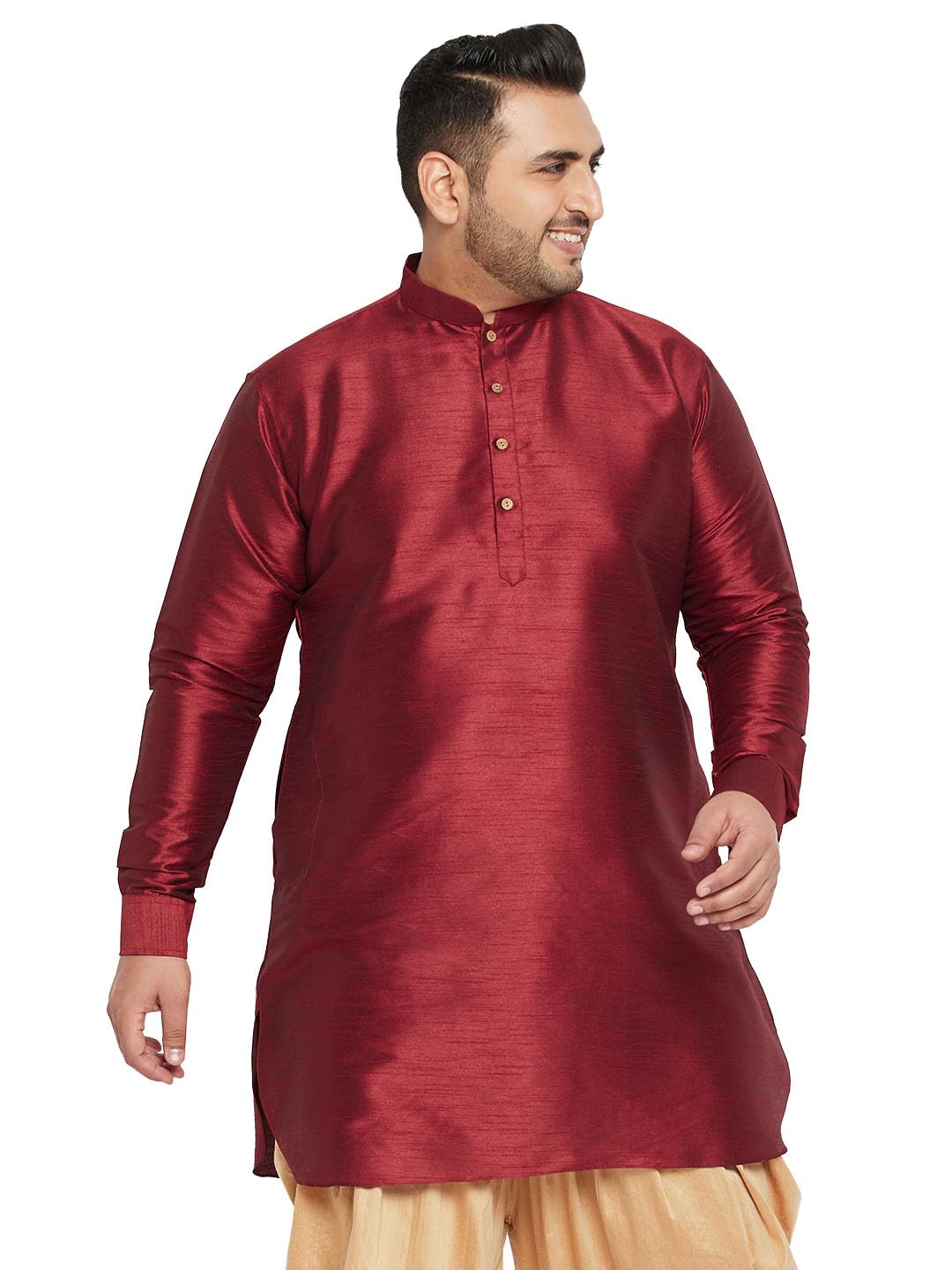 vastramay plus Men's Orange Silk Blend Kurta-picture-32