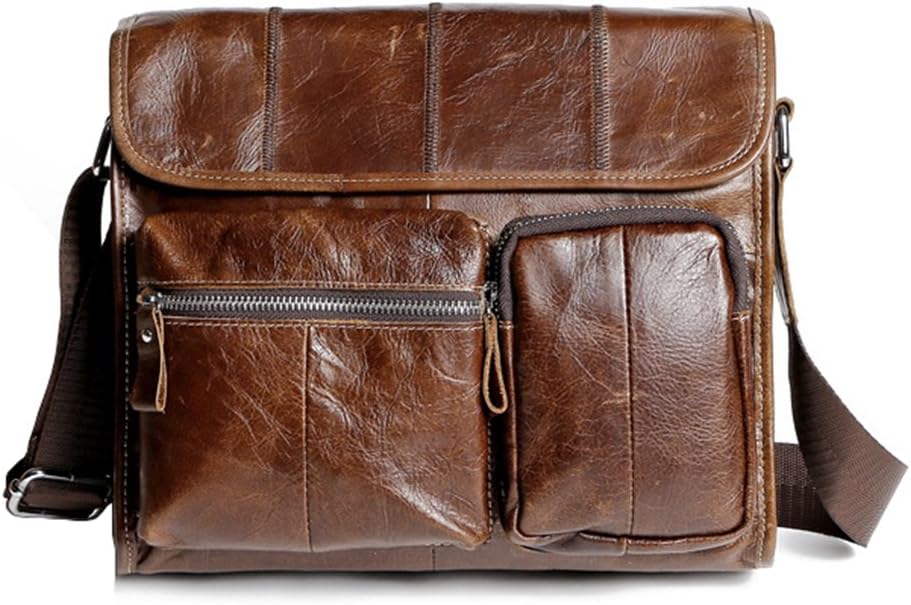 The Ninth Day Genuine Leather Casual Retro Messenger Shoulder Bags For Men & Women, Brown Crossbody Classic Satchel Bag