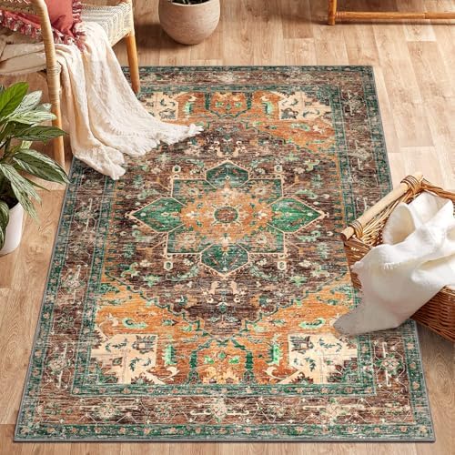 Yamaziot Washable Area Rug for Bedroom, 3x5 Non-Slip Boho Vintage...