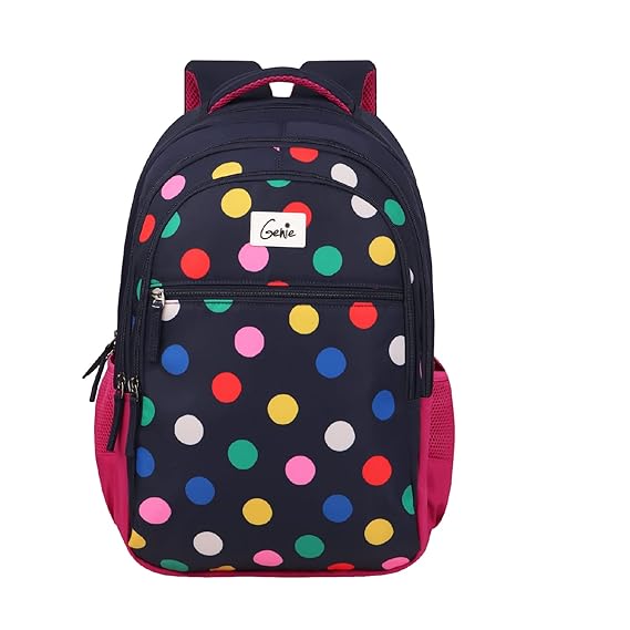 Genie Poppins Backpack for Women - 3 compartments, School Bags for Girls, Stylish and Trendy College Backpacks for Girls, Water Resistant and Lightweight Bags for Office and Travelling Purpose.