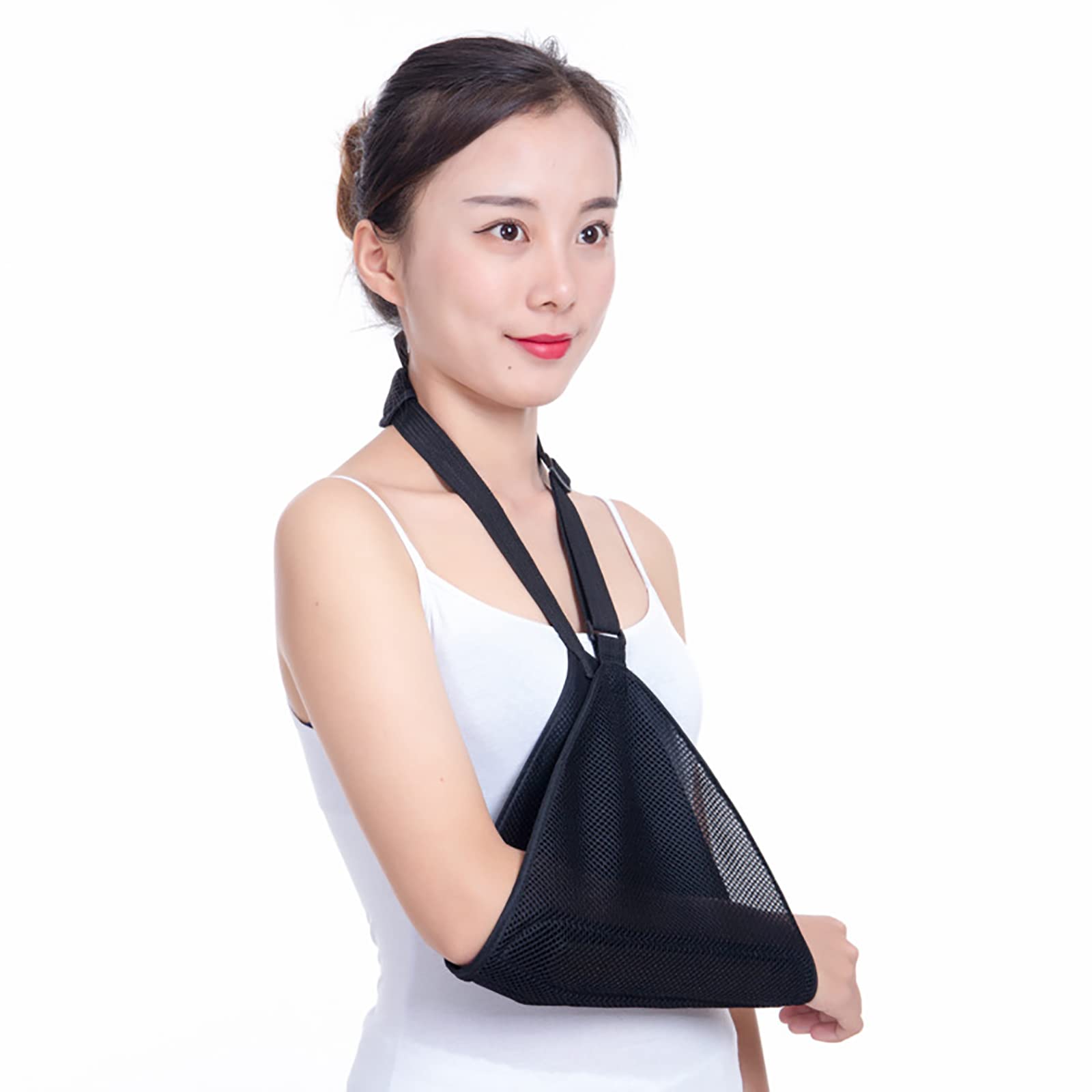 Supregear Malla Cabestrillo para Brazo, Inmovilizador de Hombro Ajustable y Transpirable Cabestrillo para Brazo de Ducha Soporte de Codo de Hombro médico Liviano,Black