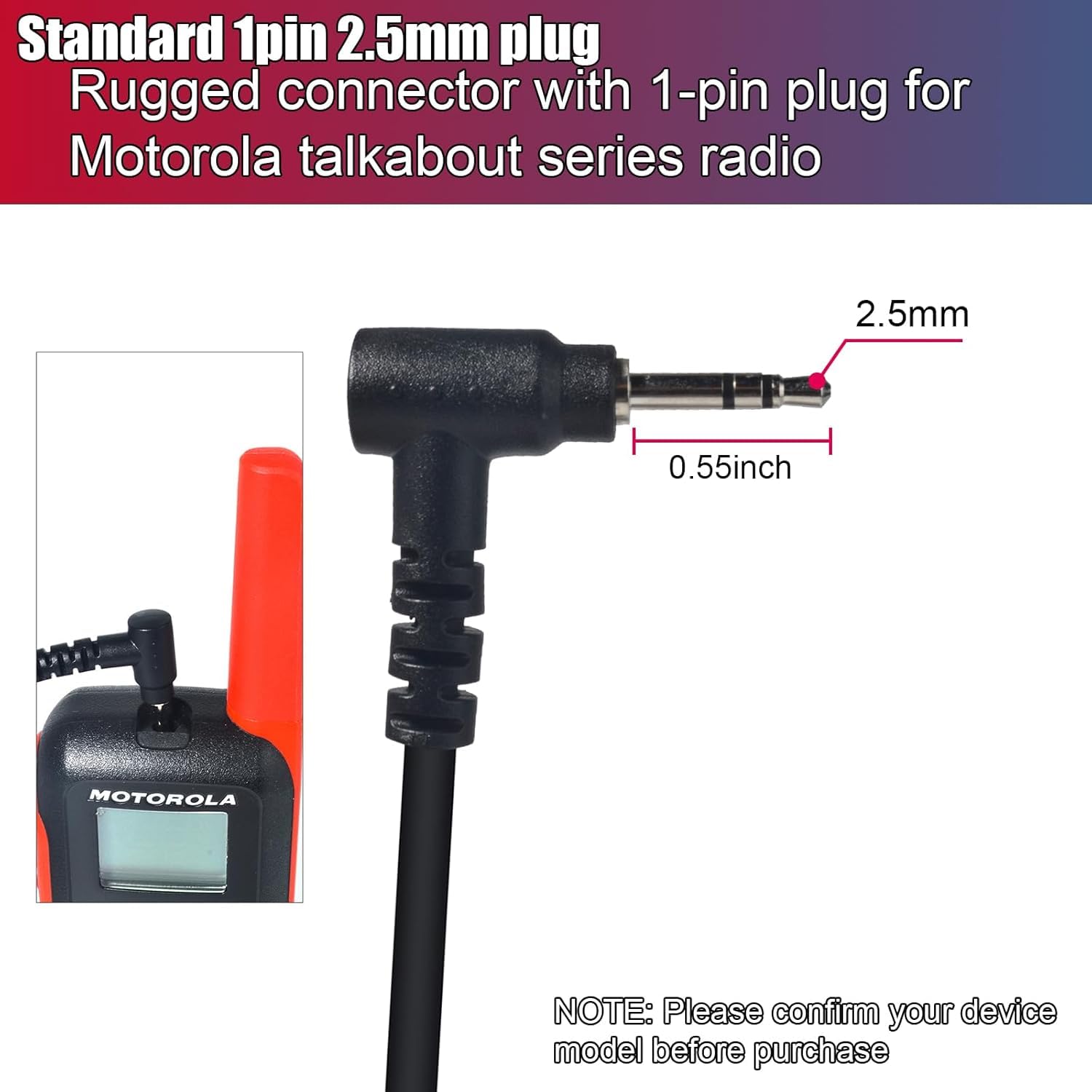 Cuffia 1 pin 2,5 mm con microfono Big PTT compatibile con Motorola TLKR T60 T61 T62 T81 T80 T82 Extreme Hunter Auricolare radio bidirezionale per il personale di sicurezza (forma di G, 5)