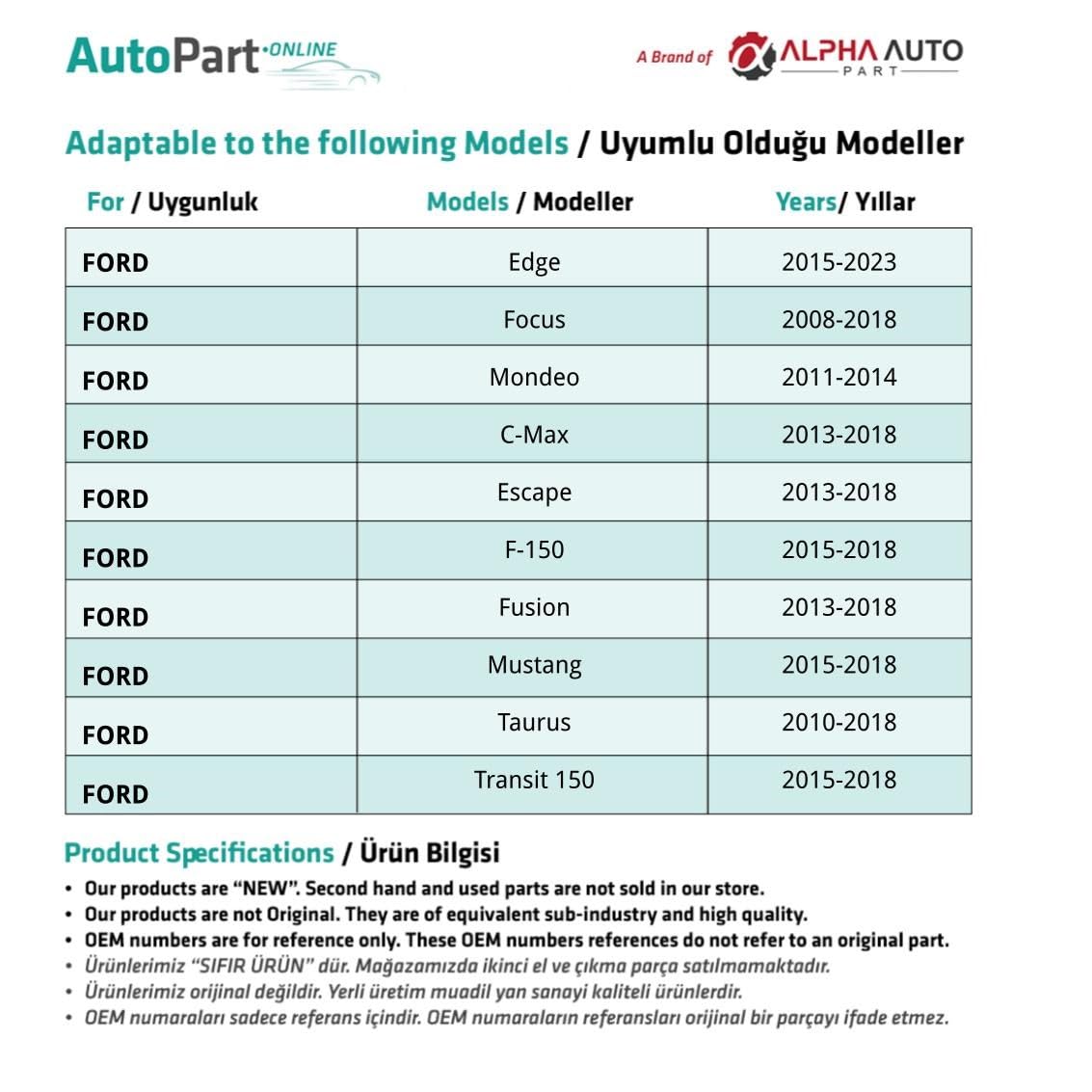 innovareauto Ford Edge, Focus, Mondeo ile uyumlu Kapı Döşeme Klips