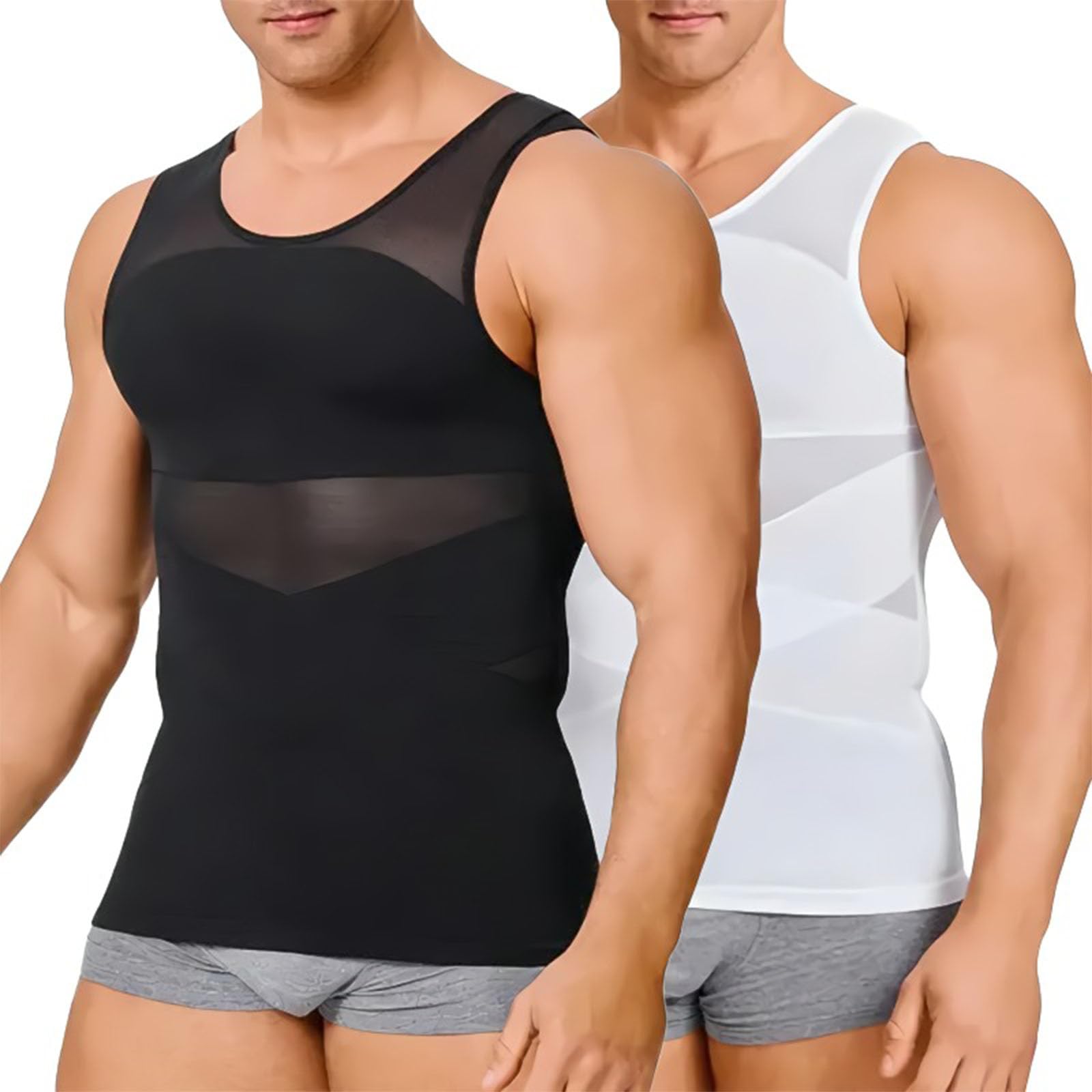 SculptBody Shaper Vest 2.0 Double Compression Homme Amincissant Ventre Vest Top 360° 3D Shaper Vest Top Compression Shirt Homme pour un look plus mince