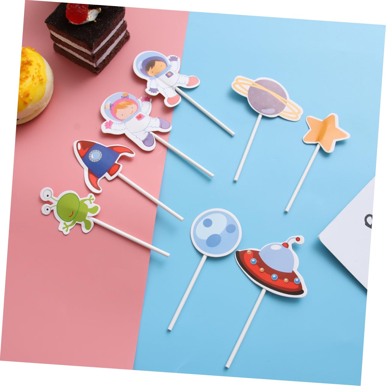 TOPBATHY 144stücke Astronauten Kuchendeko Set Teilig Kleine Weltraum-thema Cupcake Topper Für Kindergeburtstag Und Partys Sichere Und Bedruckte Dekorationen Für Kuchen Und Muffins