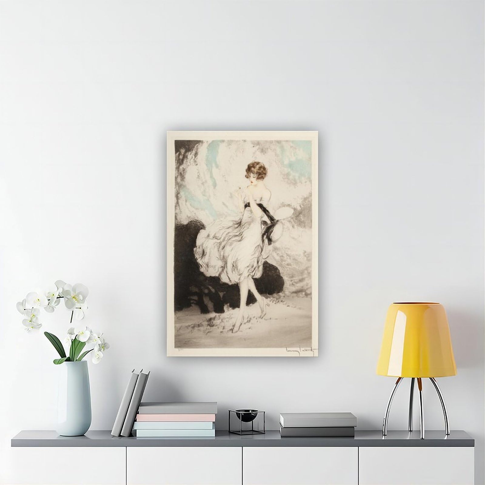 WCYB Lillies by Louis Icart – Vintage Art Deco wytrawianie nadruk, romantyczna moda ilustracja ścienna - Etsy Tajwan (a8b58862) wydruki plakaty płótno deco farba