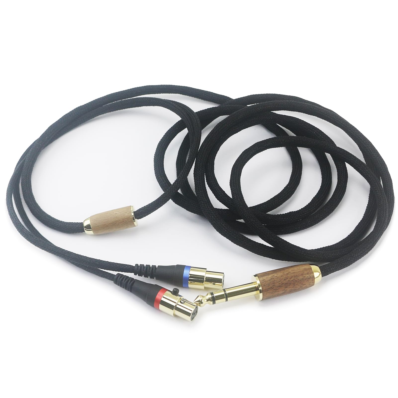 ABLET Câble audio de rechange de 6,35 mm compatible avec casque Audeze LCD-2, LCD-4, LCD-3, LCD-X, LCD-XC, MM-500 6N OCC en cuivre plaqué argent coque en bois de noyer