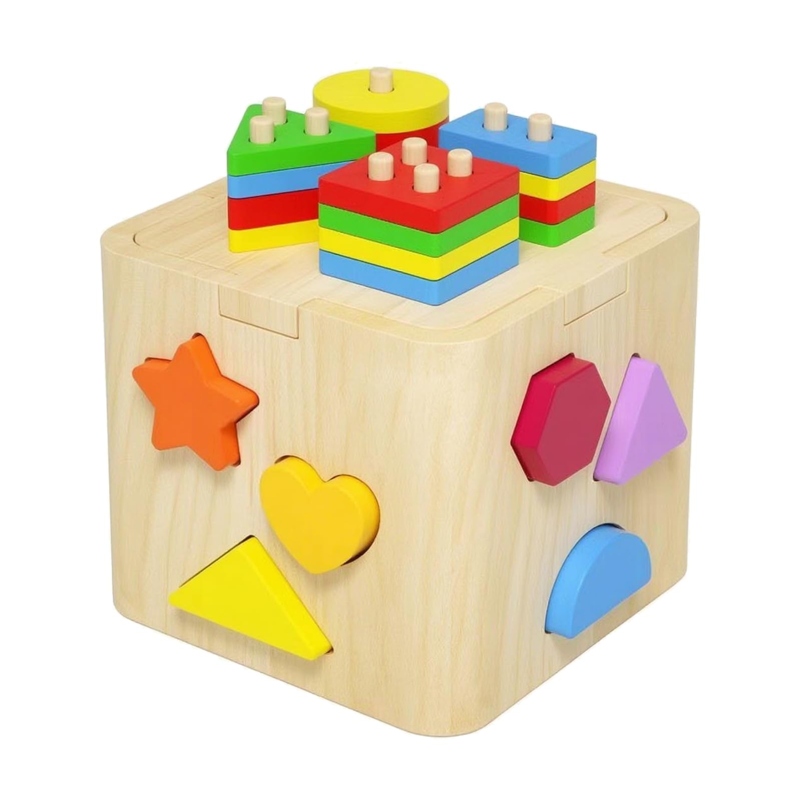 Aktivitätswürfel mit spielsteinen stabil stapel- und sortibox aus kindgecht lnspielzeug für Kleinkind, Kita, Kind-spielzeit, Geometrisches Match