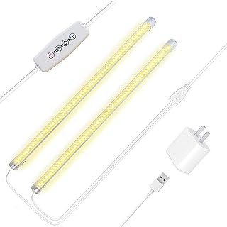 Moya std Seedling Plant Grow Lights Strip Full Spectrum Cabinet lights T5 Grow Light with 3/6/12H Auto On/Off Timer, 120 LEDs 5 Brightness Two 40cm Grow Bar Strips Grow Lamp for Indoor Plants.