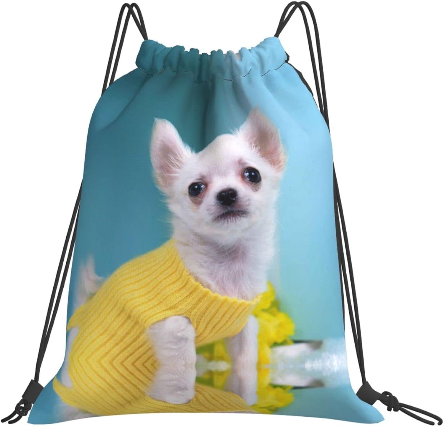 KEWAT Cute Chihuahua Drawstring Bags Sports Gym Bag para mujeres, hombres, niños, gimnasio, viajar, tamaño mediano