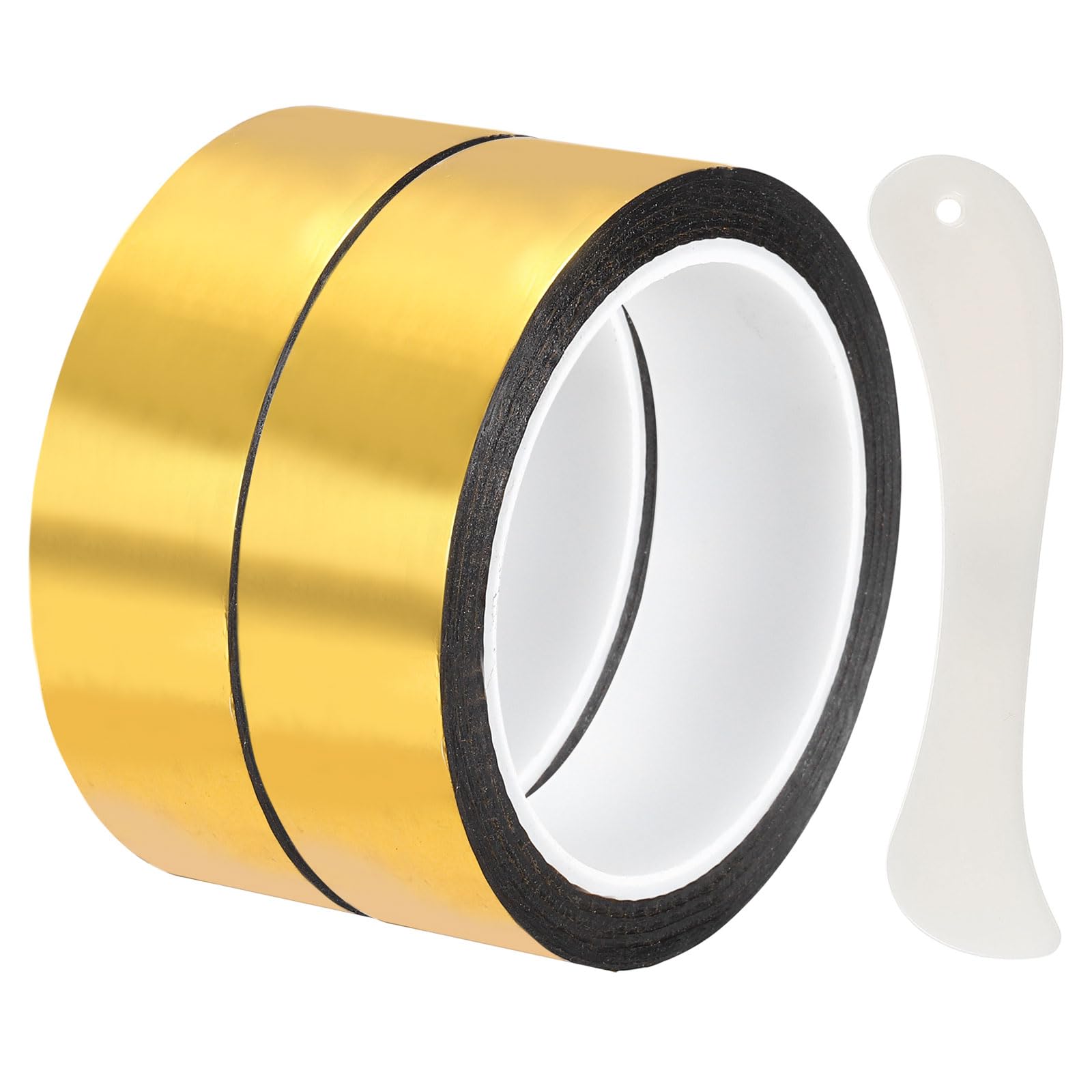 DEFANEX Metallic Mirror Tape (30mm x 50m, 0.05mm, Gold)(2 Roll) Self Adhesive Duct Tape, for Wall Decoration Border DIY Gift Wrap — image 1
