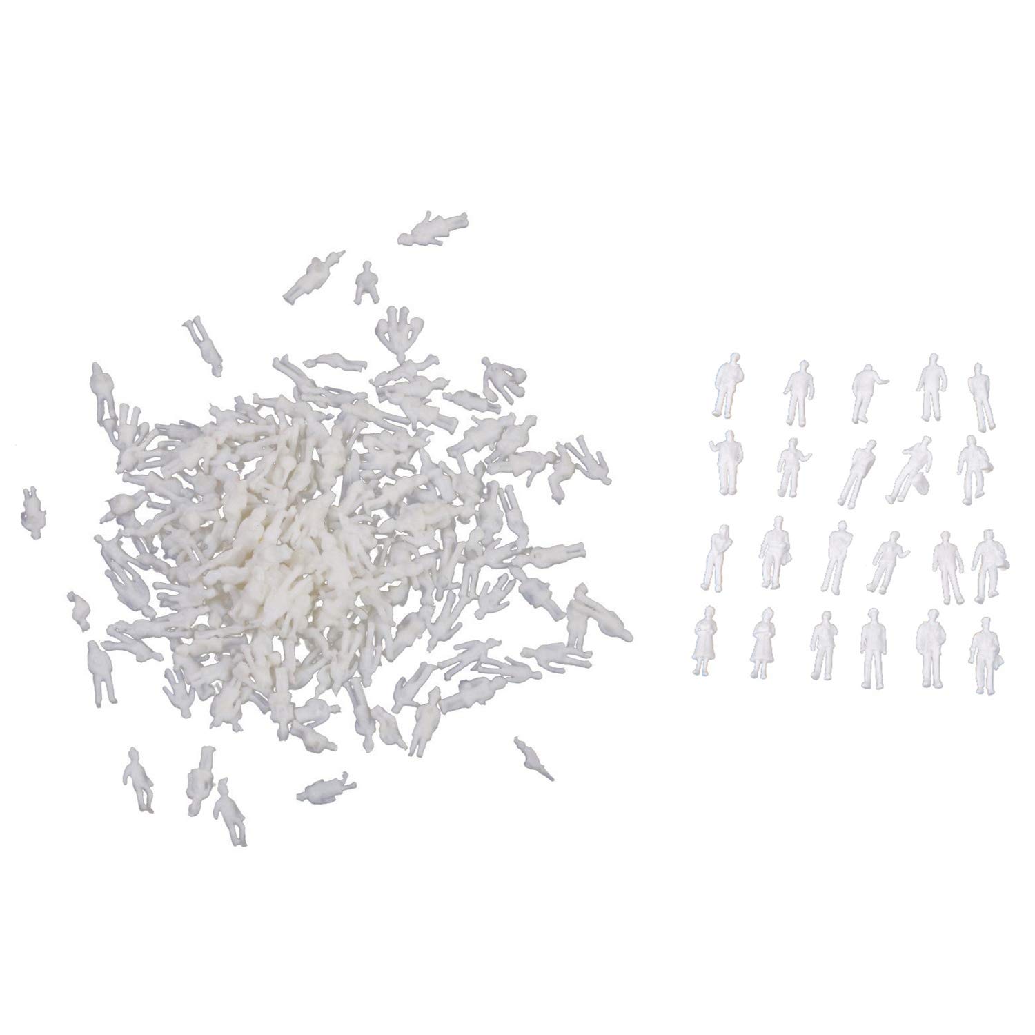 200 pezzi Modello Persone: 100Pcs Scala 1:200 & 100Pcs Scala 1:100 Modello Persone Non Verniciato Treno Figure