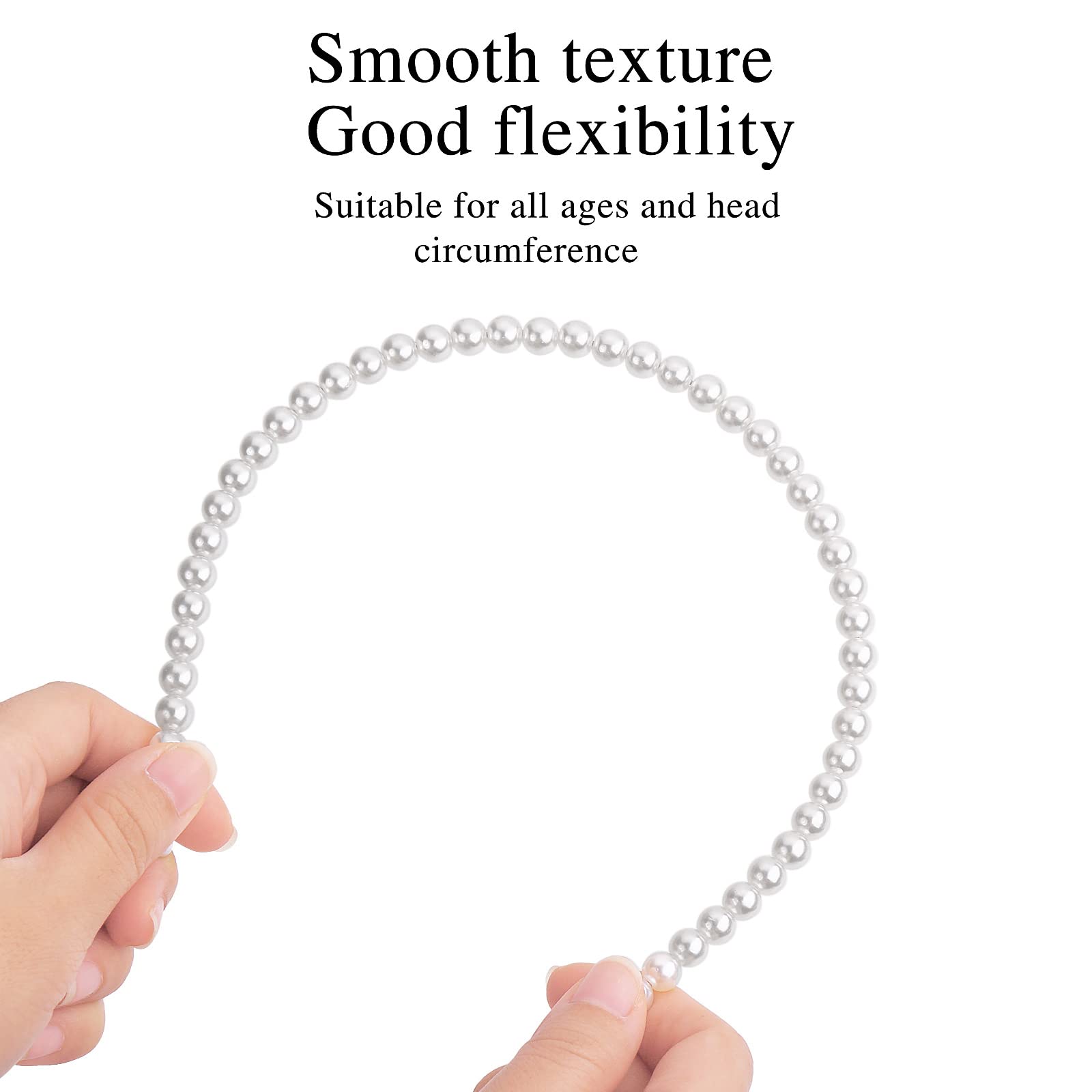 Cerchietto fascia per capelli nero bianco perle diadema archetto