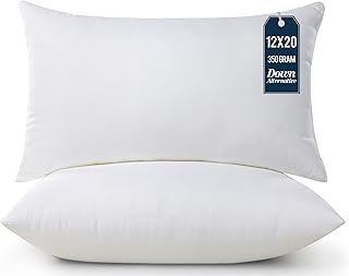 Utopia Bedding Throw Pillows (Pack of 2, White), 12 x 20 Inches Indoor Decorative Pillow Insert for Sofa, Bed and Couch