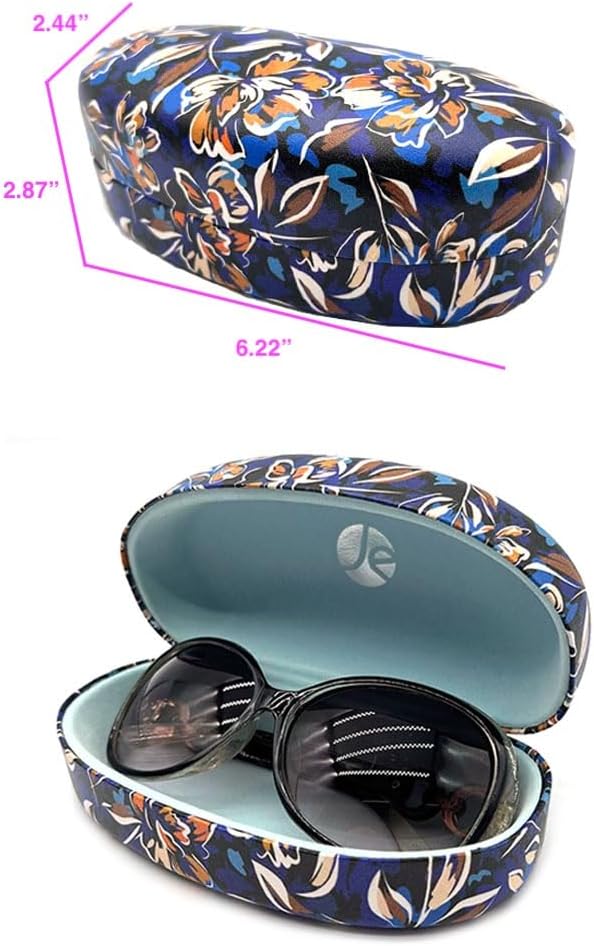 JAVOedge Style Eyeglass & Sunglasses Case - Extra Large Hard Shell Protective Case with Cleaning Cloth - Image 2