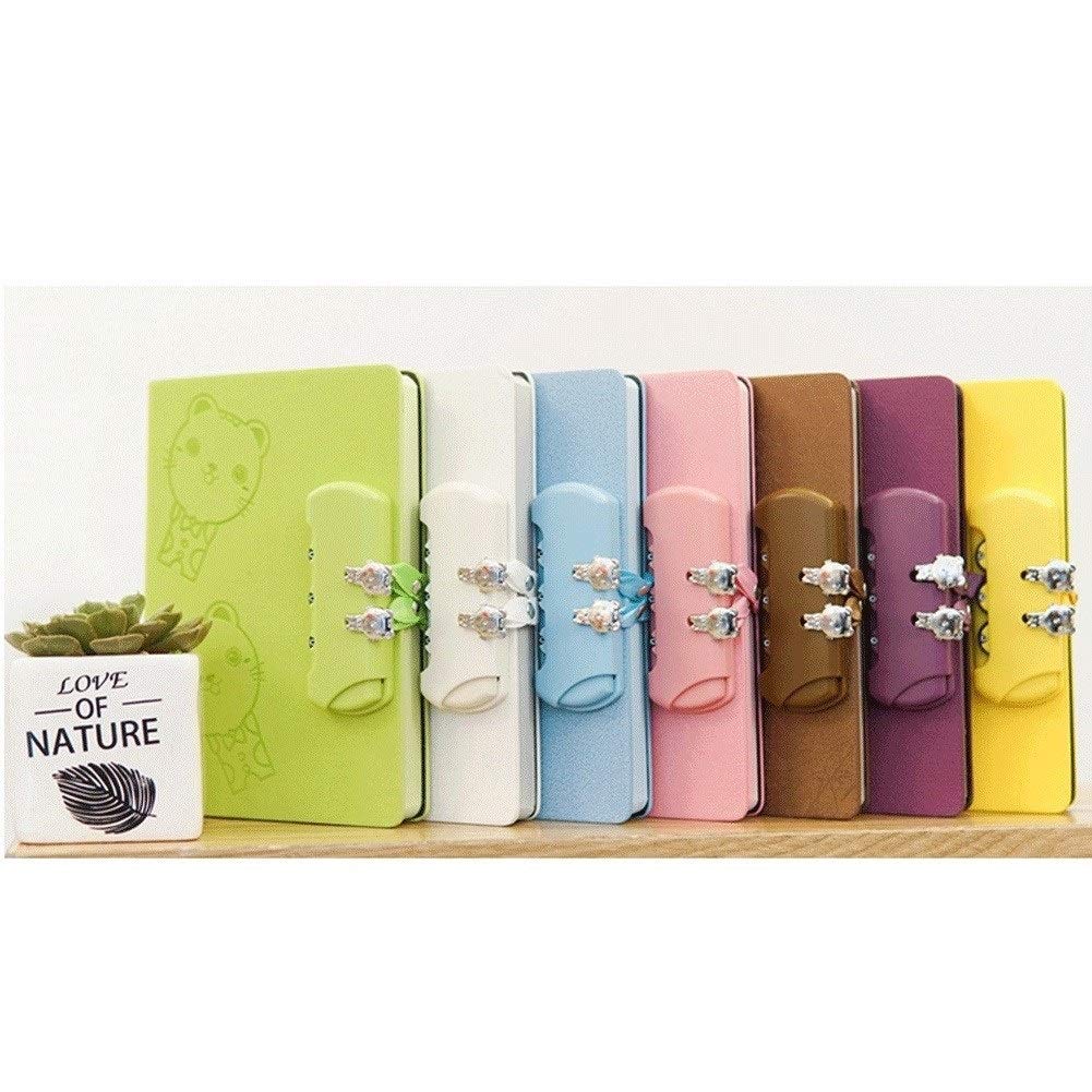 SePKUs Cuaderno de composición con cerradura Pu, planificador diario, libro, papelería escolar, regalos, cuaderno grueso (púrpura)