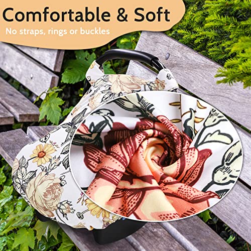 Image of Floral Baby Car Seat Cover for Girl,Infant Carseat Canopy Sun Cover,Baby Carrier Cover with Zipped Peep Windows and Breathable Mesh, Stretchy 3in1Multi-use Stroller Cover