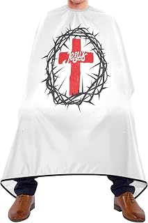 ALAZA Professional Barber Cape 55" x 65", Christian Jesus Cross Waterproof Salon Apron Cape with Closure Snap for Men Women