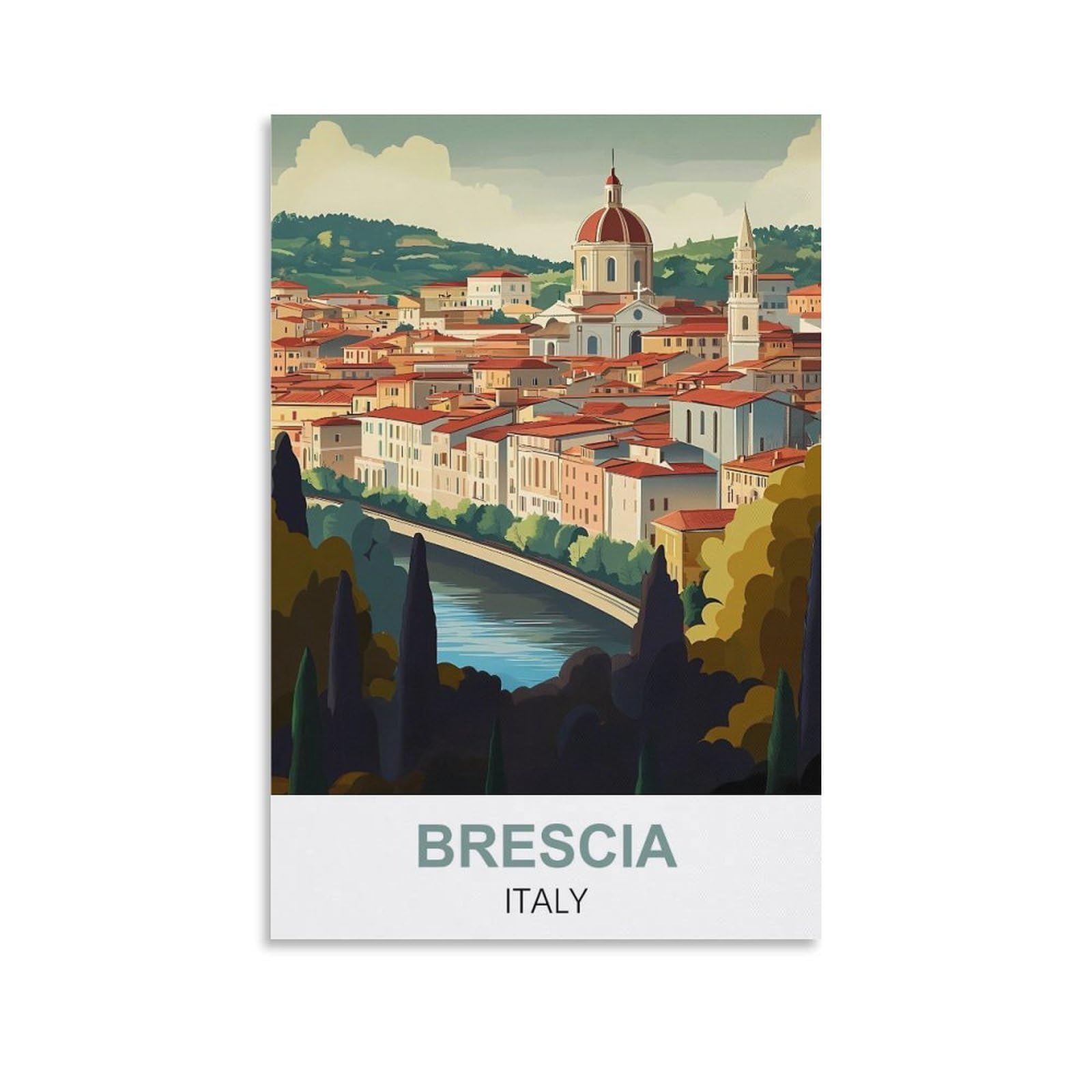 Cyyhgee Unframe-Style Brescia Italy Vintage Travel Posters 08X12inch(20X30cm) Canvas Poster Wall Art Living Room Home Decor