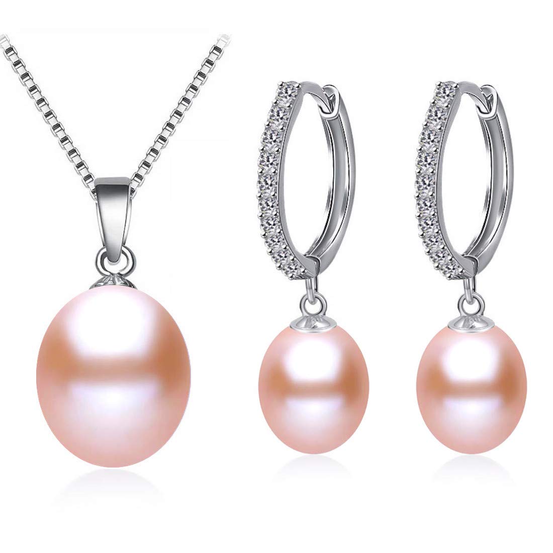 Süßwasserperlen Schmuckset Damen YONGMAN Süßwasser-Perlen Schmuckset Für Damen – Halskette, Armband & Ohrstecker Aus 925 Sterling Silber Sterling Silber Perlen Set