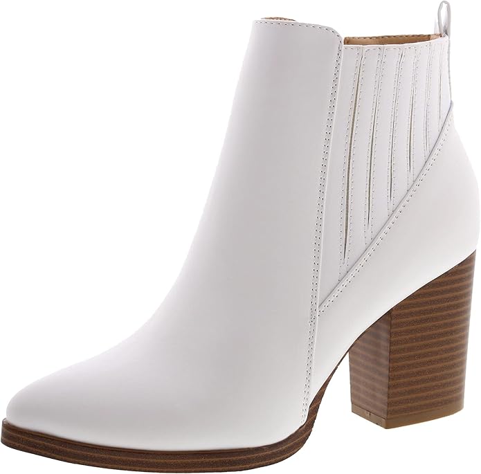 Chunky Medium Ankle Boots White