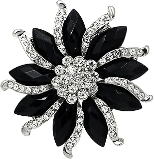Broche de Flor de Diamantes de imitación de Cristal de marquesa Negra (Color del Metal: Negro) ()