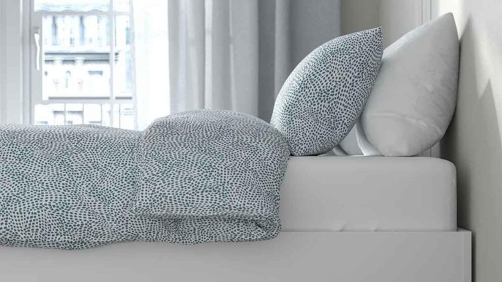 Duvet Cover & Pillowcase Set - Breathable Cooling Soft Minimalist 48% Cotton 52% Polyester Soft Non-Shrink/Wrinkle/Crease 100 Thread Count White Blue Durable Adults Teens Children 150x200/50x80 cm