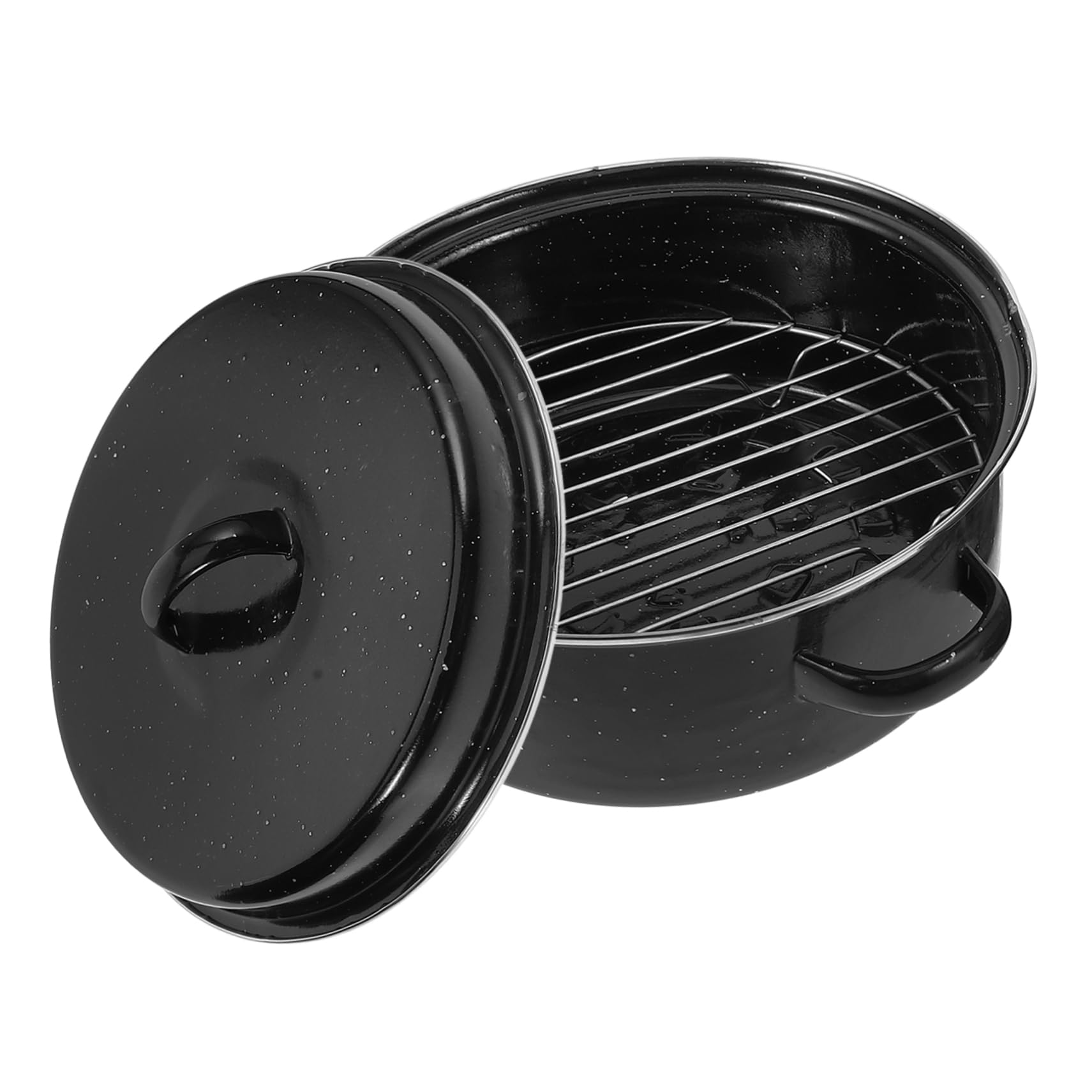 CIYODO Roaster Pot with Enamel Coating Kitchen Roasted Pan for Sweet Potatoes More Durable Construction Safe Smooth Edges for Outdoor Bbq Home Cooking