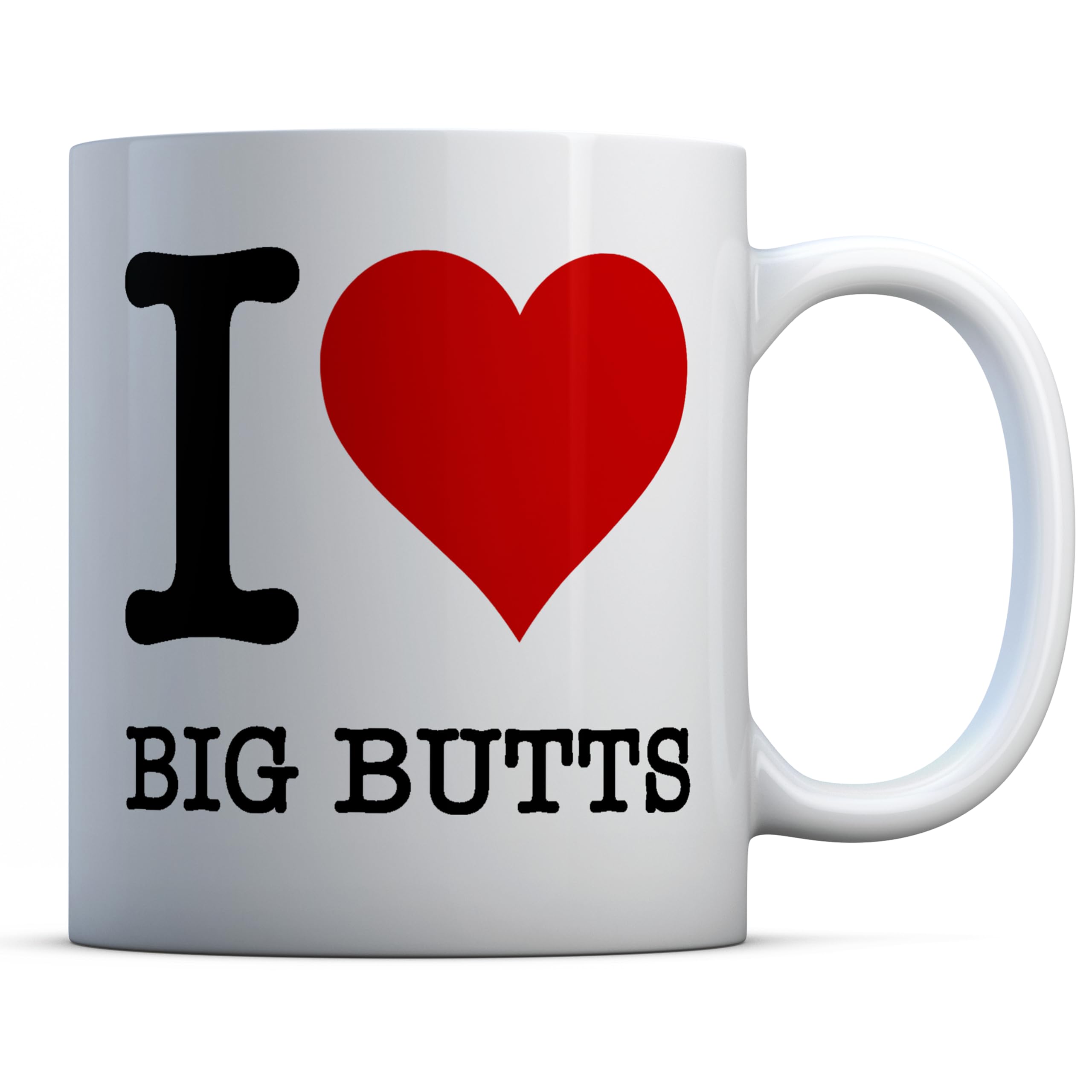 EasyInkPress - I Love Big Butts Ceramic Coffee Mug, Love Heart Coffee Cup, Funny Novelty Tea Mug, Rude Ass Bum Arse Ceramic Coffee Cup, Joke Gift for Friend Boyfriend Girlfriend Partner