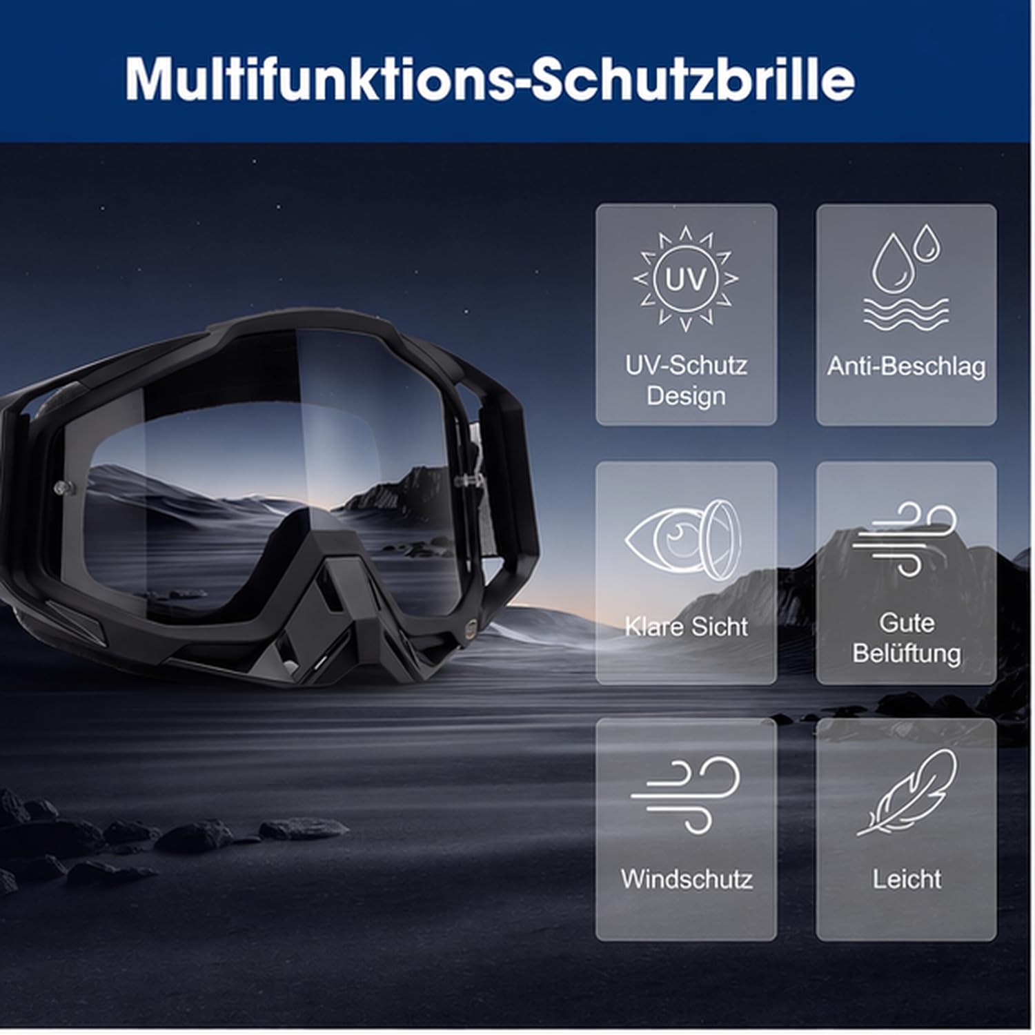 Motocross Brille Moped Brille Dirt Bike Crossbrilles Fullface Brillen Mtb Goggle Off Road Brillen Winddichte Staubdichte Motocross-Brilles Off Road Racing Fahrbrilles