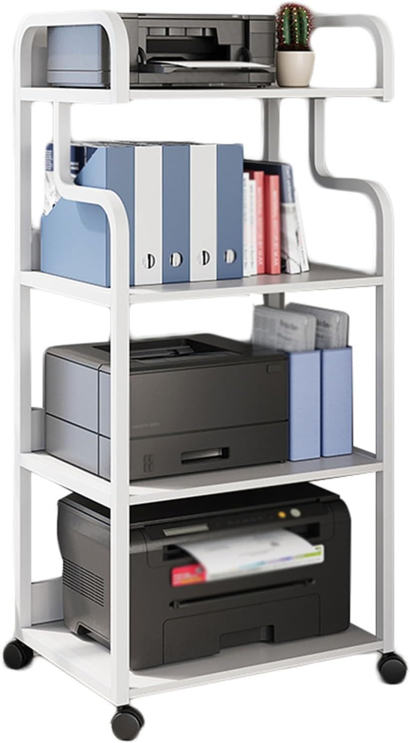 3 Tier AV Media Stand,CD Player Stand, Metal Media Cart, Open Storage Audio Rack,for Classrooms, Living Room, Office,Recording Studio(White)