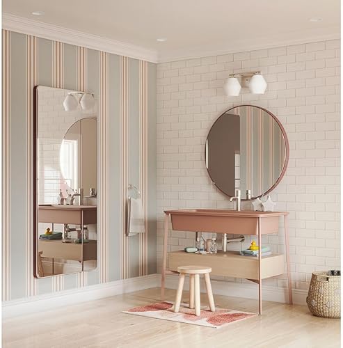 Miniatura 2 de Progress Lighting P300431-009 Copeland Collection - Lámpara de tocador de 15 pulgadas con dos luces de níquel cepillado con pantallas de cristal de