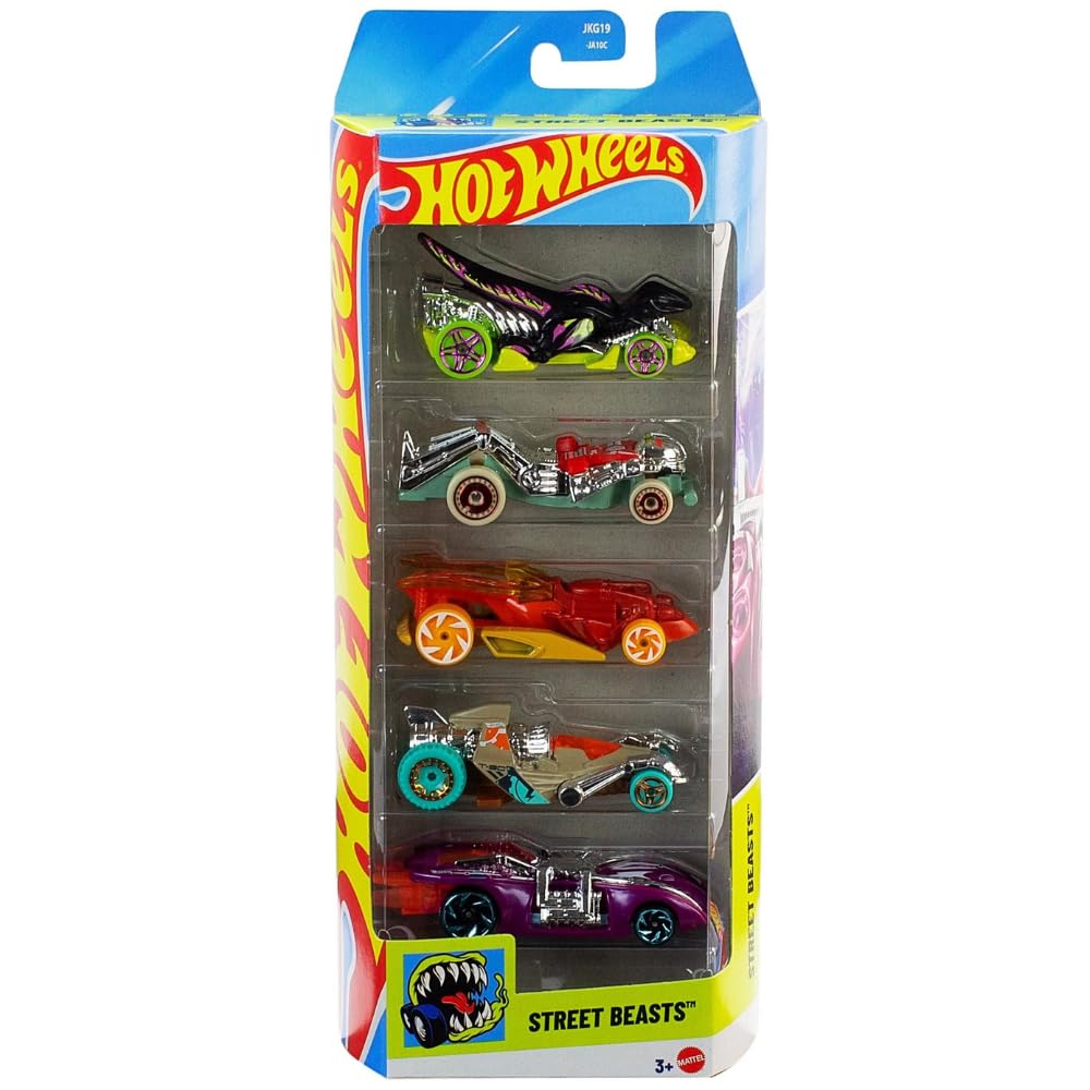 Hot Wheels Car 2026 Street Beasts Pack of 5 (Arachnorod, Draggin Tail, Tur-Bone Charged, Veloci-Racer, Zombat) Multi - Color-image-14