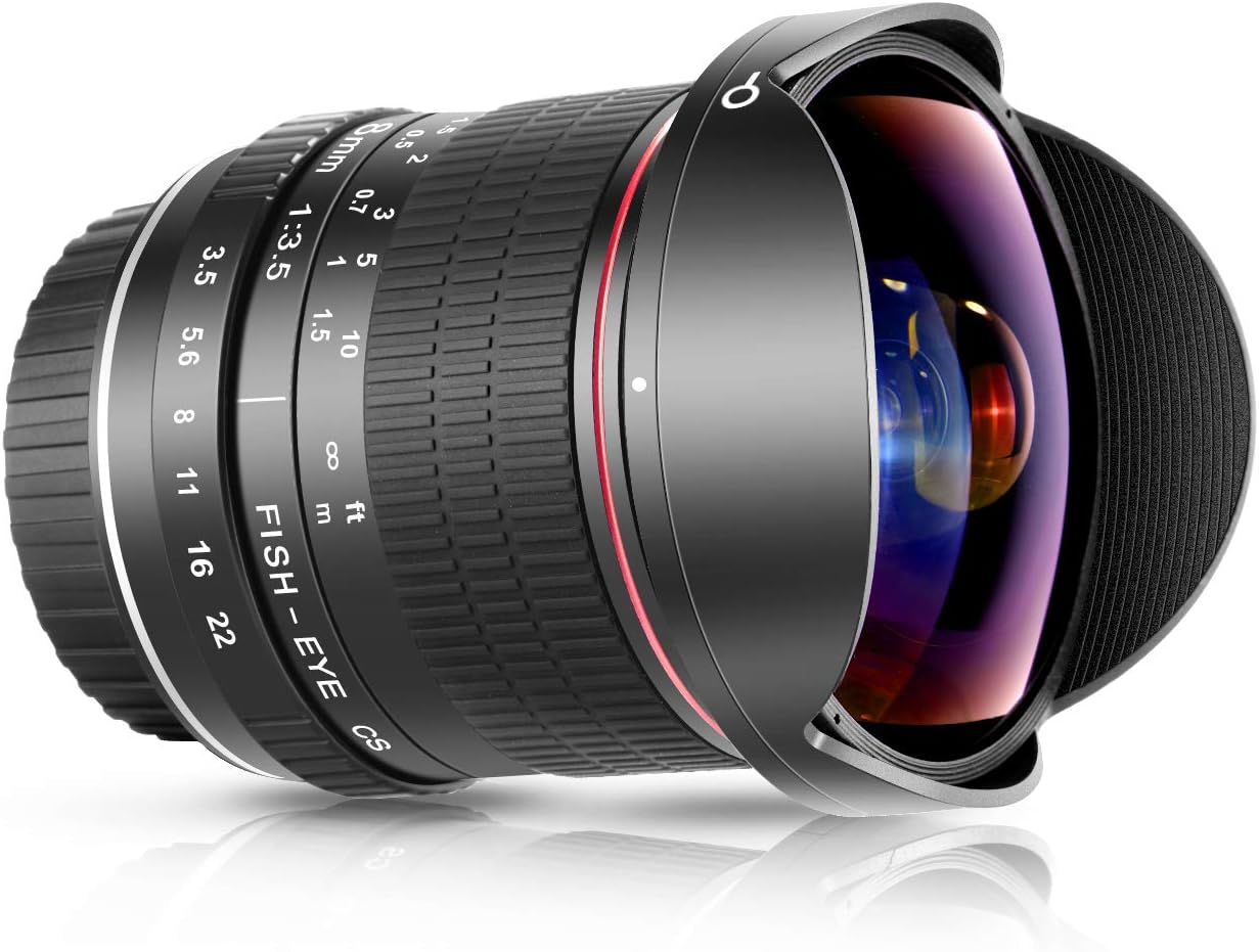 Neewer Pro 8mm f/3.5 Aspherical HD Fisheye Lens for Nikon D5, D4s, D4, D3x, Df, D850, D810, D750, D610, D500, D7500, D7200, D7100, D5600, D5500, D5300, D5200, D3400, D3300 Digital DSLR Cameras