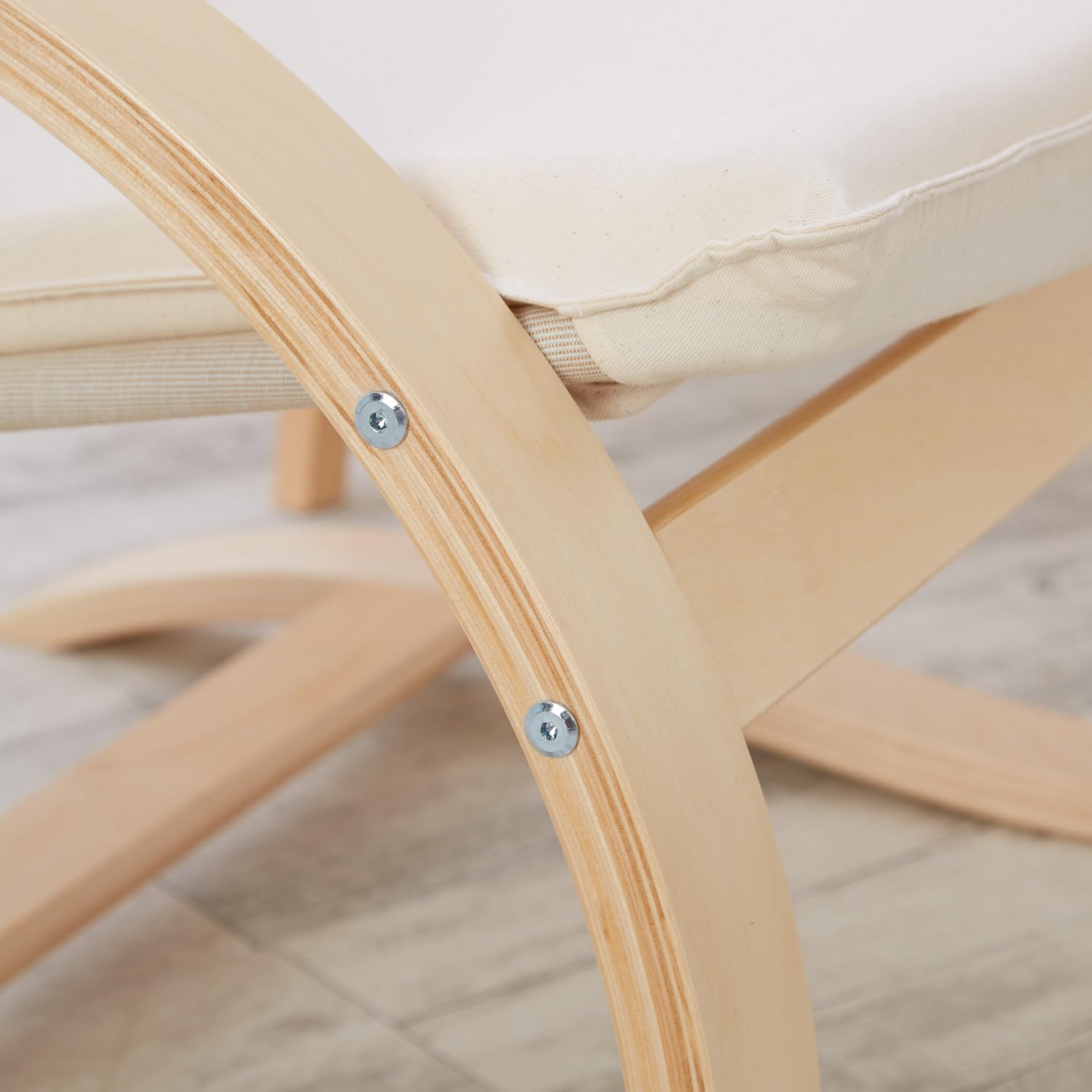 Homestyle4u 2404, Relaxsessel Schwingstuhl mit Armlehne Schwingsessel Wohnzimmer Relax Stuhl Bezug Beige Creme