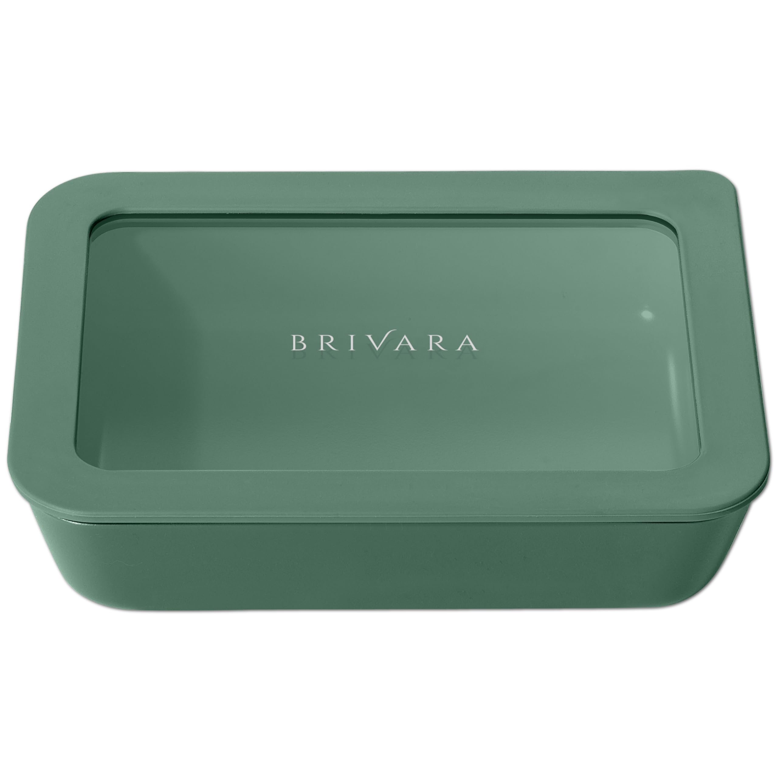 BRIVARA HOME Ceramic Coated Glass Food Storage Container | No PTFE, PFOA, PFAS, and BPA | Reusable Non Toxic Meal Prep Container with Glass Lid | Easy