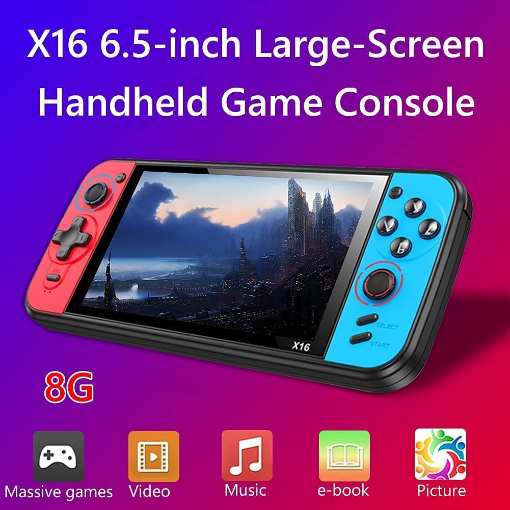 CHROX Console di Gioco retrò Portatile, Console di Gioco Portatile Aperta da 6,5 Pollici, Nera, Console per Videogiochi, Console di Gioco GBA FC NES, Regalo di Natale per Bambini