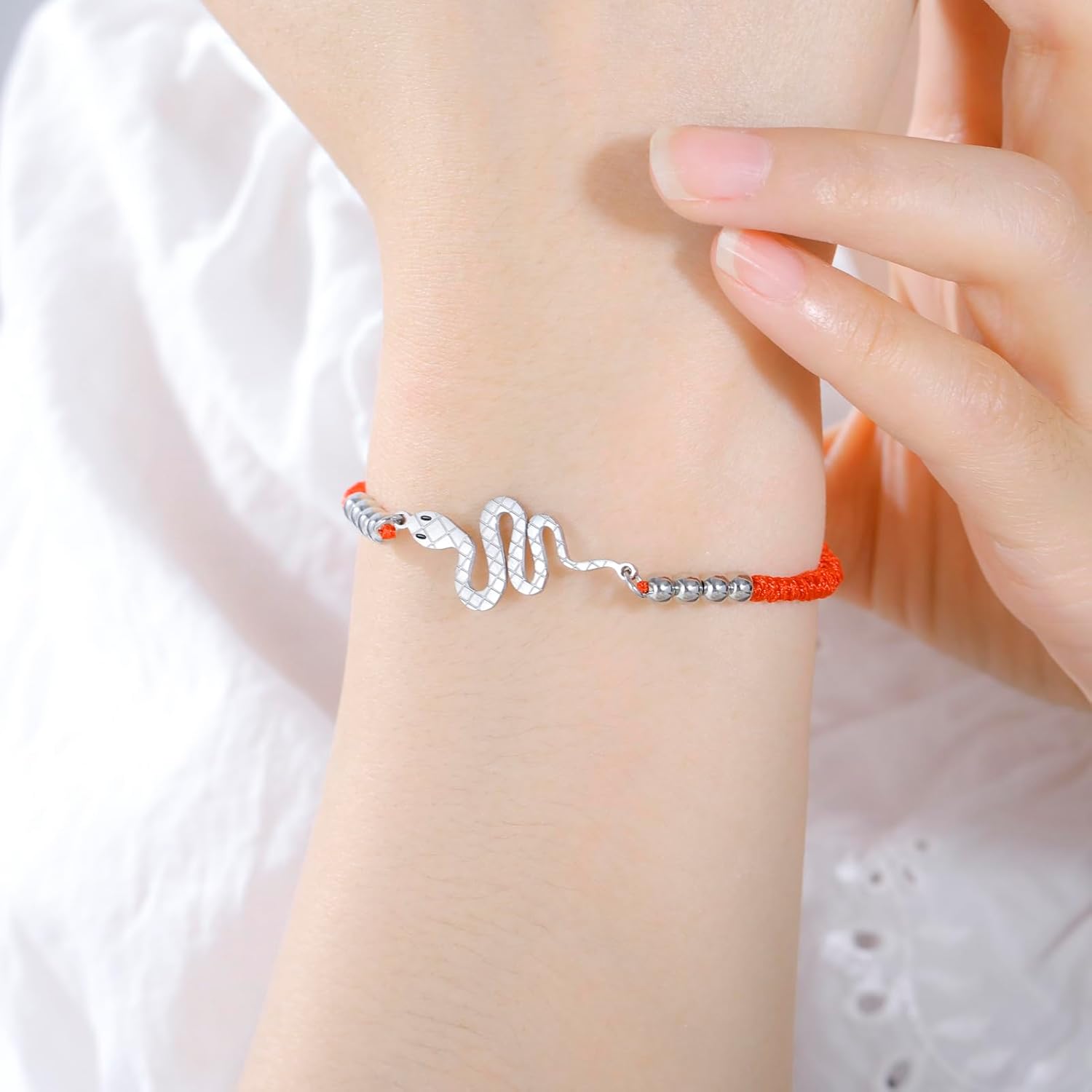 Snake Bracelet Handmade Braided Bead Couple Bracelet Animal Adjustable Serpent Wrap Snake Hand Amulet Jewelry Gift Women Men