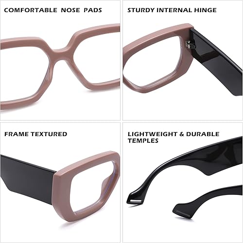 Miniatura 9 de Melpomenia Gafas de luz azul de marco grueso para mujeres y hombres, anteojos cuadrados de moda para juegos de computadora con lente transparente