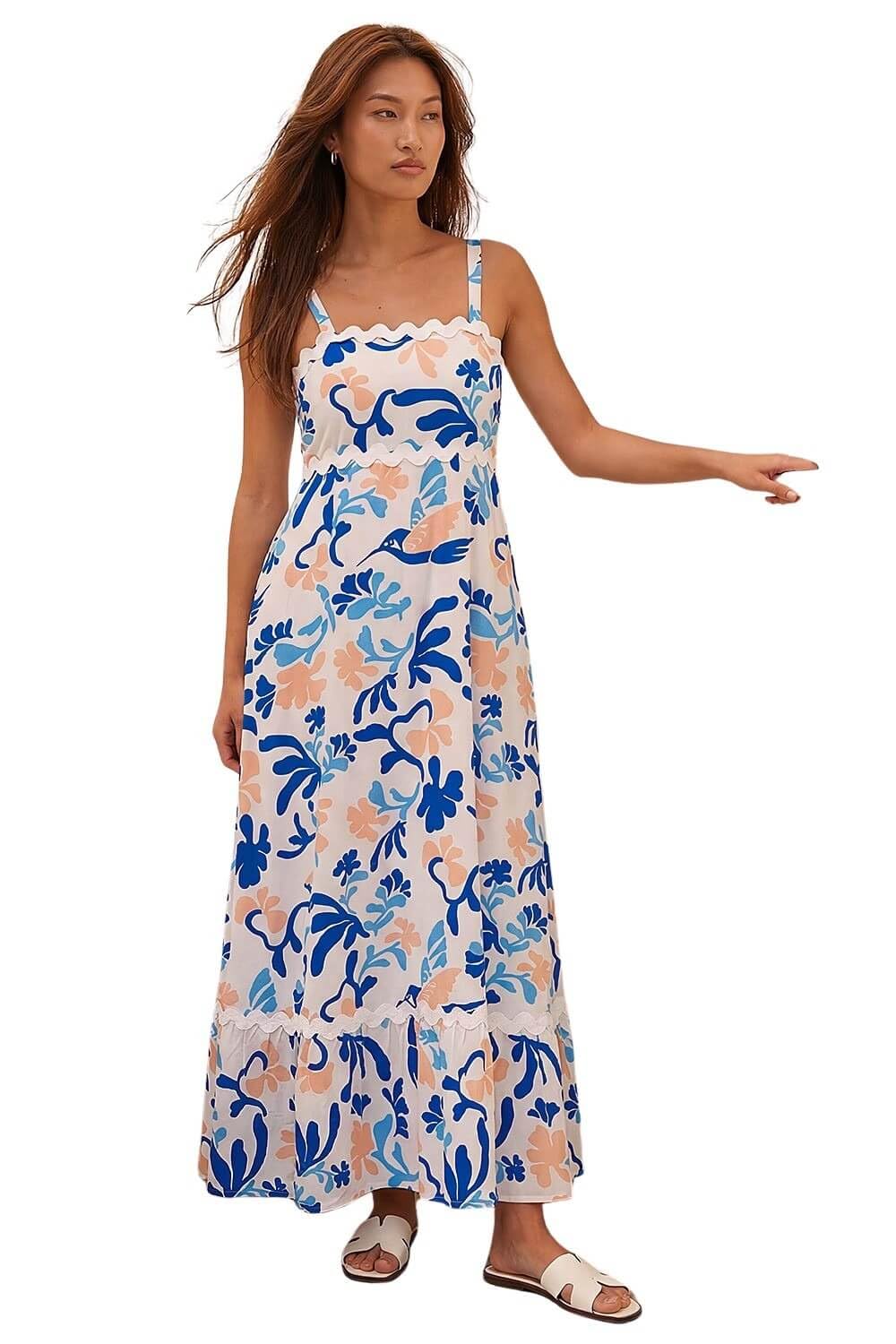 Roman Women's White Abstract Ric Rac Maxi Dress In | Size: 14