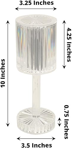 Miniatura 3 de Efavormart - Lámpara de mesa inalámbrica LED de 10 pulgadas con cilindro de cristal acrílico que cambia de color, lámpara de acento recargable con